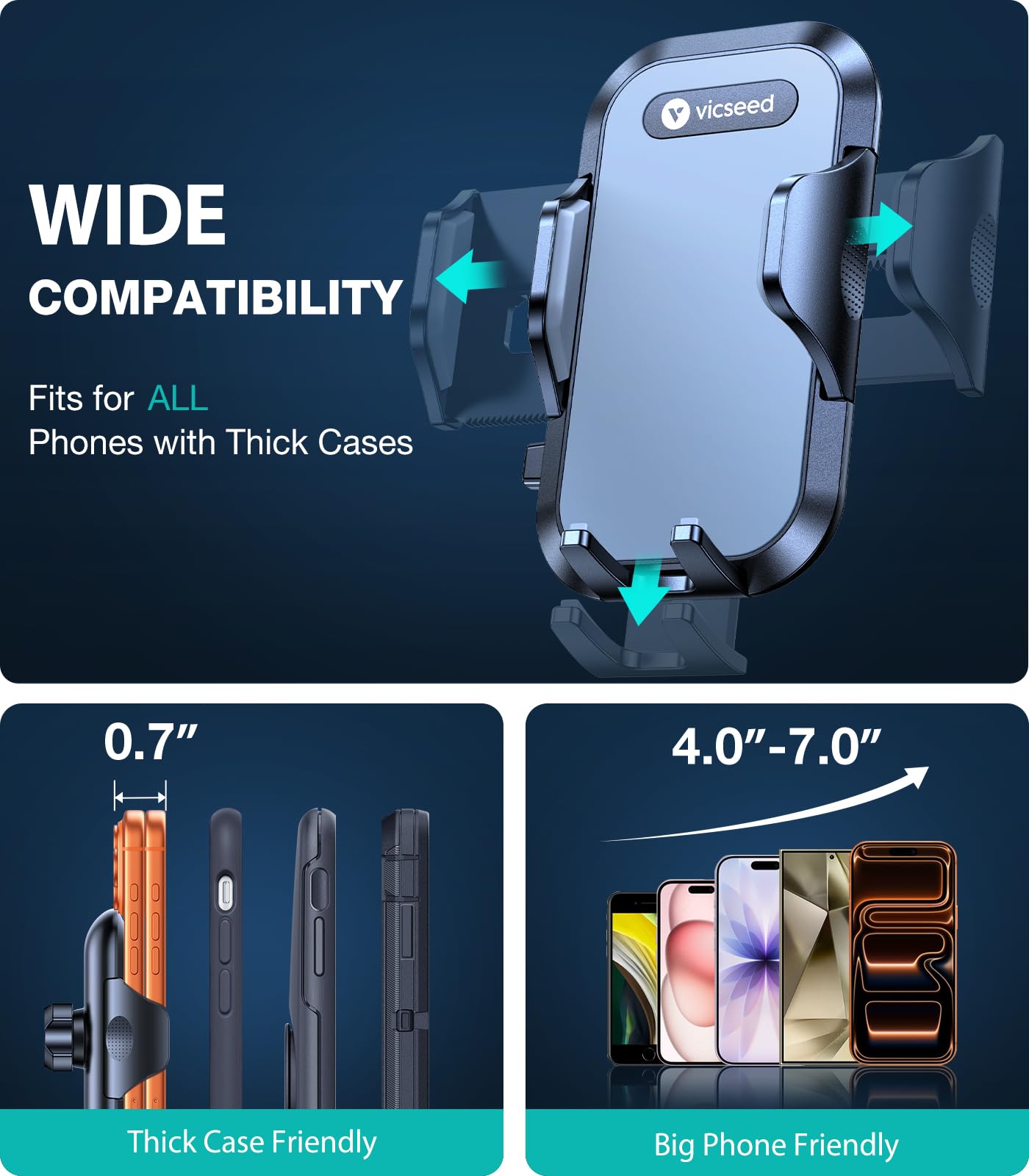 VICSEED [No.1 Powerful Suction] [Rally Racing-Grade Stability] Phone Holders for Your Car 2025 Upgraded Car Phone Holder Mount Truck Stand for Dashboard Windshield Vent for iPhone Samsung All Phones - Medaid International