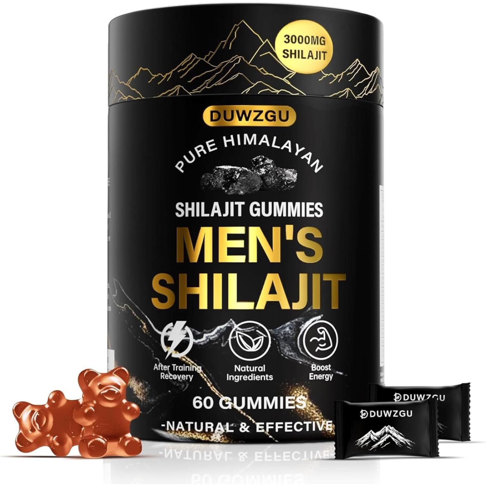 Himalayan Shilajit Gummies for Men & Women –100% Natural Organic Gold Gummies 3000mg with Ashwagandha,Black Musli,Helps Boost Energy,Gokshura,Stamina Vitality Support -Vegan, Non-GMO - 60 Gummies - Medaid International