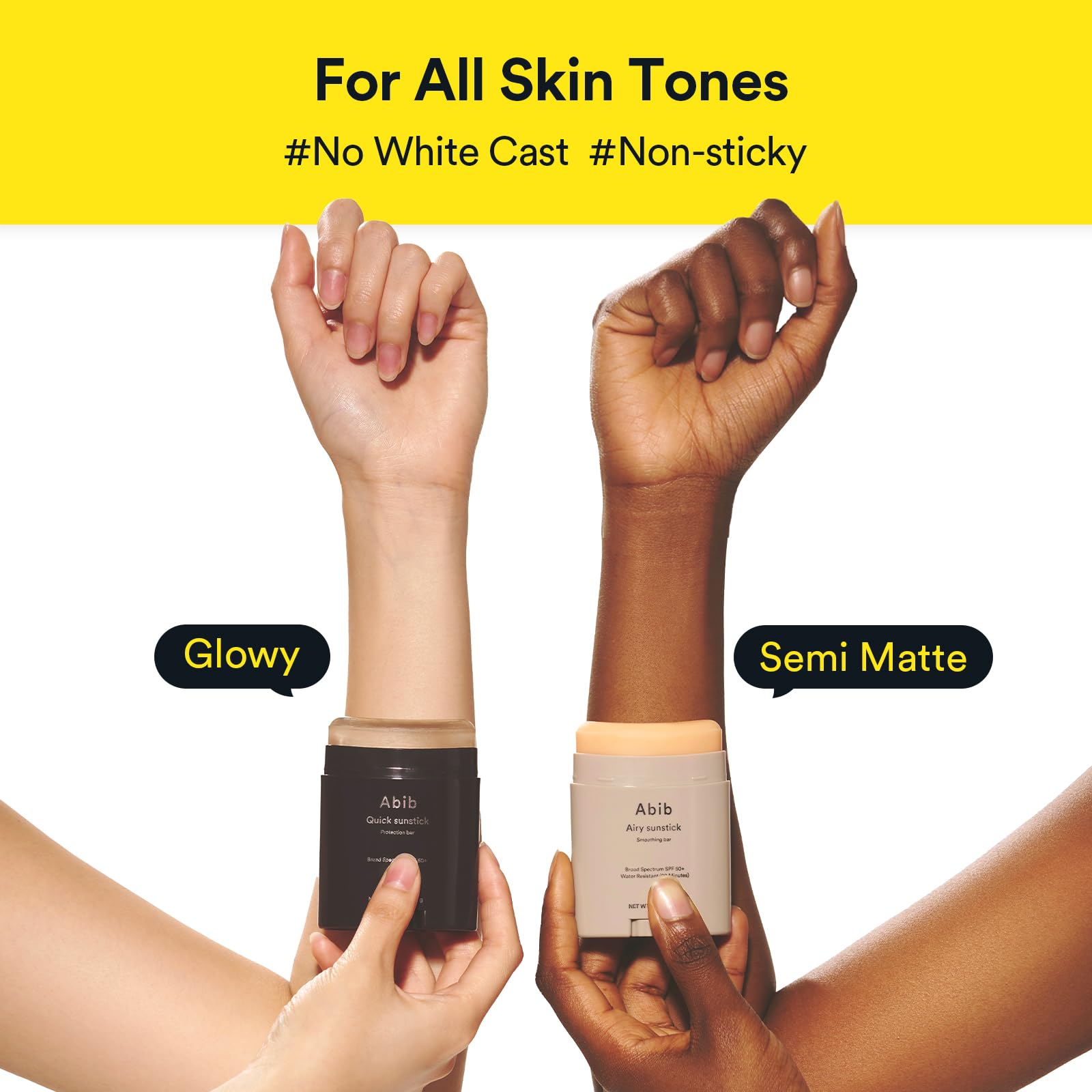 Abib Airy & Quick Sunstick DUO Broad Spectrum SPF50+ 1.58 oz / 45g (Semi-matte & Glowing) | Korean Suncreen Stick Suncare Sunblock, No Whitecast, Protector Solar Barra, Water resistant - Medaid International