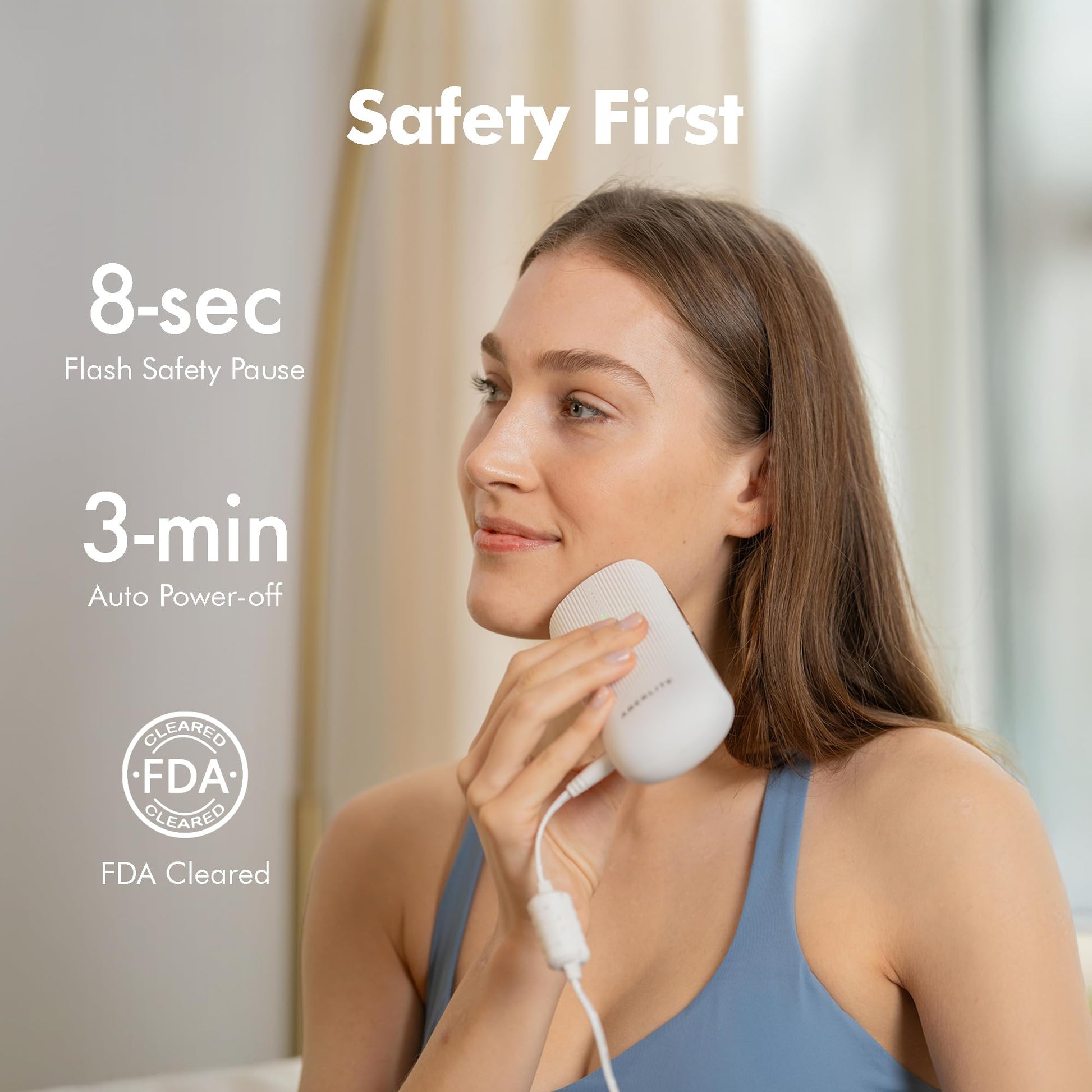 Aberlite Luxe - IPL Laser Hair Removal Device for Women & Men - Painless w/Sapphire Cooling, Double Pulse, Auto Scan, 4 Modes, 5 Intensity Levels - At Home Intense Pulsed Light (IPL) System (White) - Medaid International