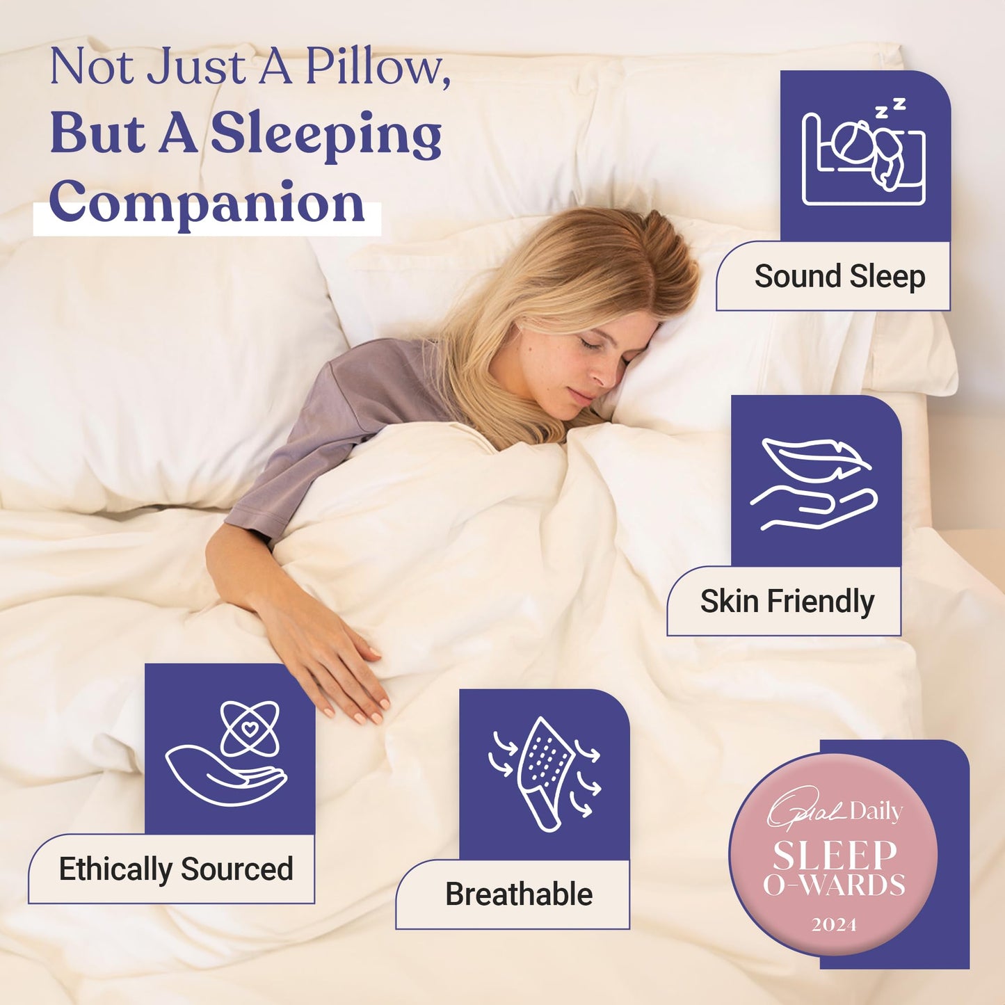 FluffCo Zen Fluff Pillows - Down Alternative - Standard/Queen Bed Pillow for Sleeping Made in USA - Luxury Hotel-Quality Pillow - 100% Cotton, 300 Thread Count (Soft Queen Size 1 Pack) - Medaid International