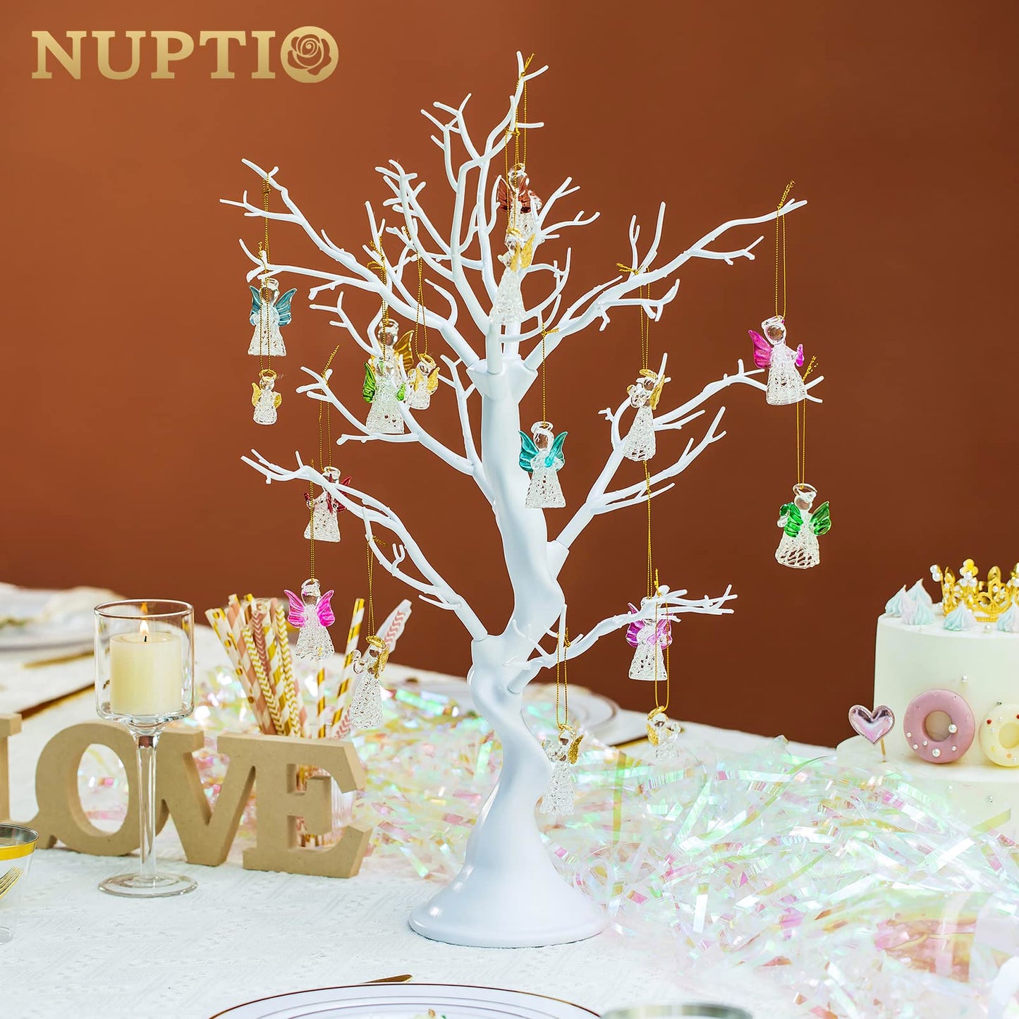 Nuptio White Christmas Tree Branch Artificial 22.8 inch Tall Manzanita Tree Centerpiece Wedding Centerpieces for Tables, Decorative Ornament Display Tree Branches for Decoration Weddings (1 Pc) - Medaid International