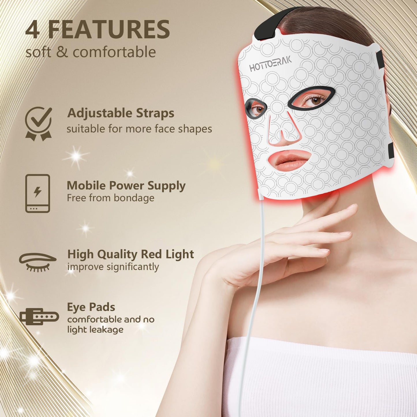 Hottoerak Red Light for Face, 660nm Red Light and 850nm Near Infrared LED Face Light with Dual Driver Option, Suitable for Travel and Home Use - Medaid International