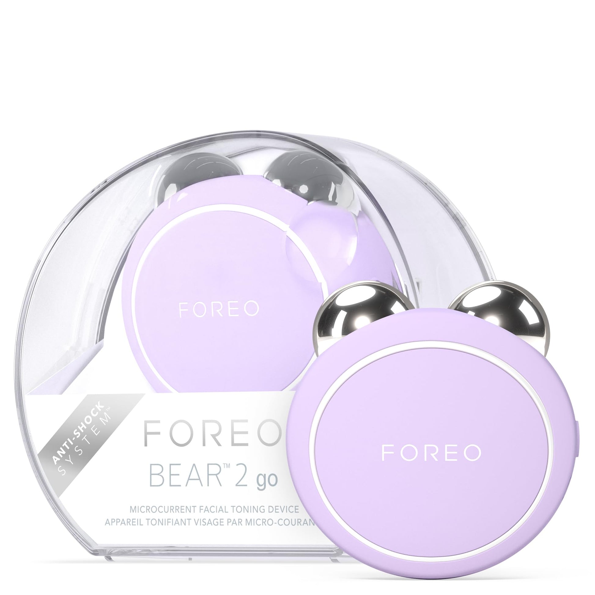 FOREO BEAR 2 go - Travel-friendly Toning Microcurrent Facial Device - For Fine Lines & Wrinkles - Anti Aging - Face Sculpting - Instant Full Face Lift - Firm & Contour - Compact Skin Care - Lavender - Medaid International