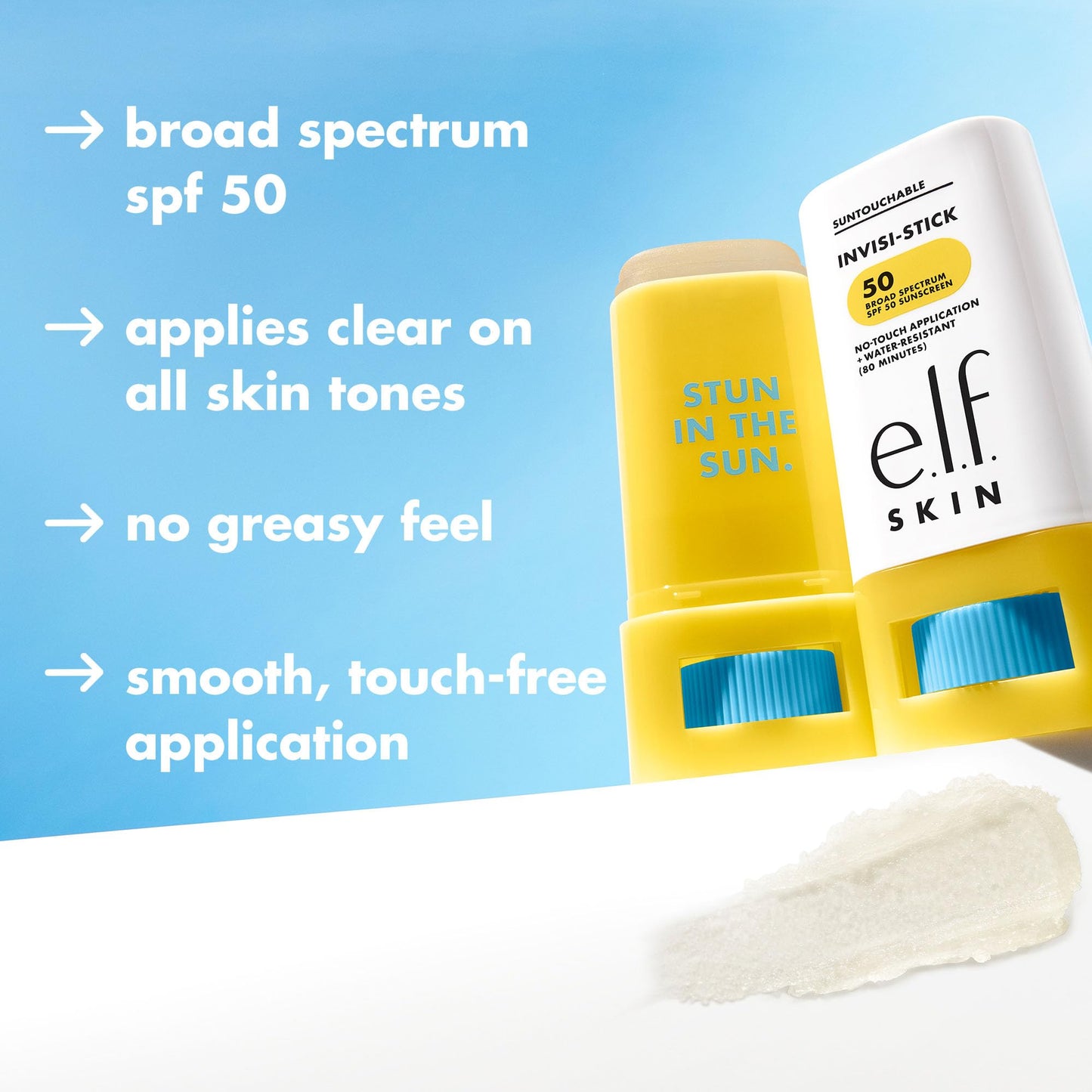 e.l.f. SKIN Suntouchable Invisi-Stick SPF 50, Clear Sunscreen For A Natural Finish, Made With Moisturizing Sunflower Seed Oil, Vegan & Cruelty-Free - Medaid International