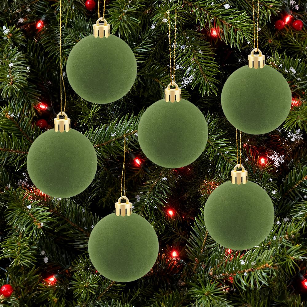 4Pcs Velvet Christmas Ball Ornaments, Green Hanging Decor for Xmas Tree, Perfect for Holiday Thanksgiving Celebrations Christmas Indoor Home Party Decorations - Medaid International