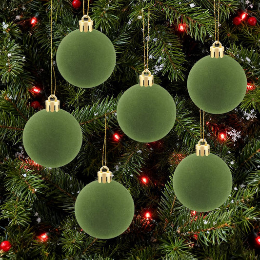 4Pcs Velvet Christmas Ball Ornaments, Green Hanging Decor for Xmas Tree, Perfect for Holiday Thanksgiving Celebrations Christmas Indoor Home Party Decorations - Medaid International