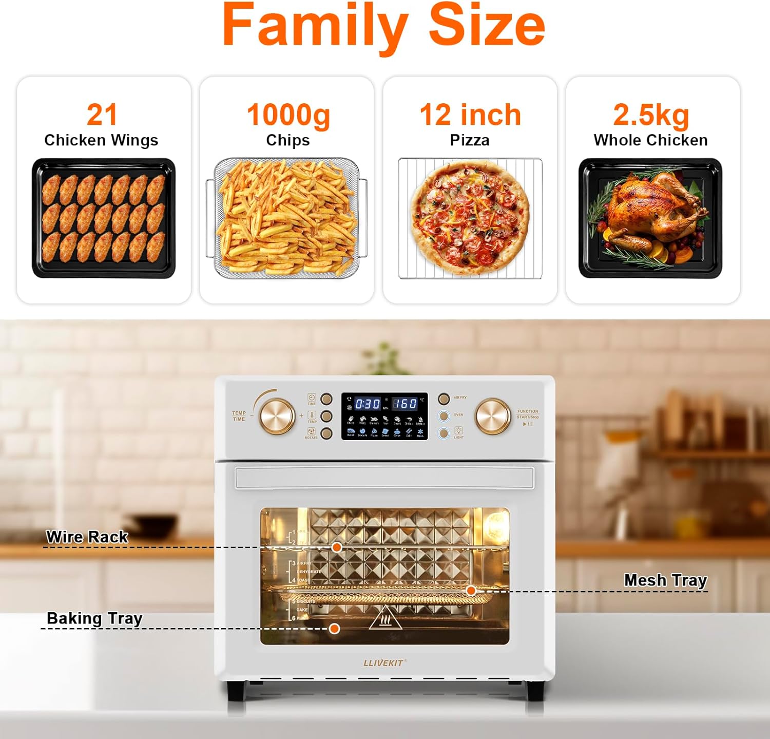 All In One,  XXXL 26L Air Fryer Oven, 1700W - Medaid International