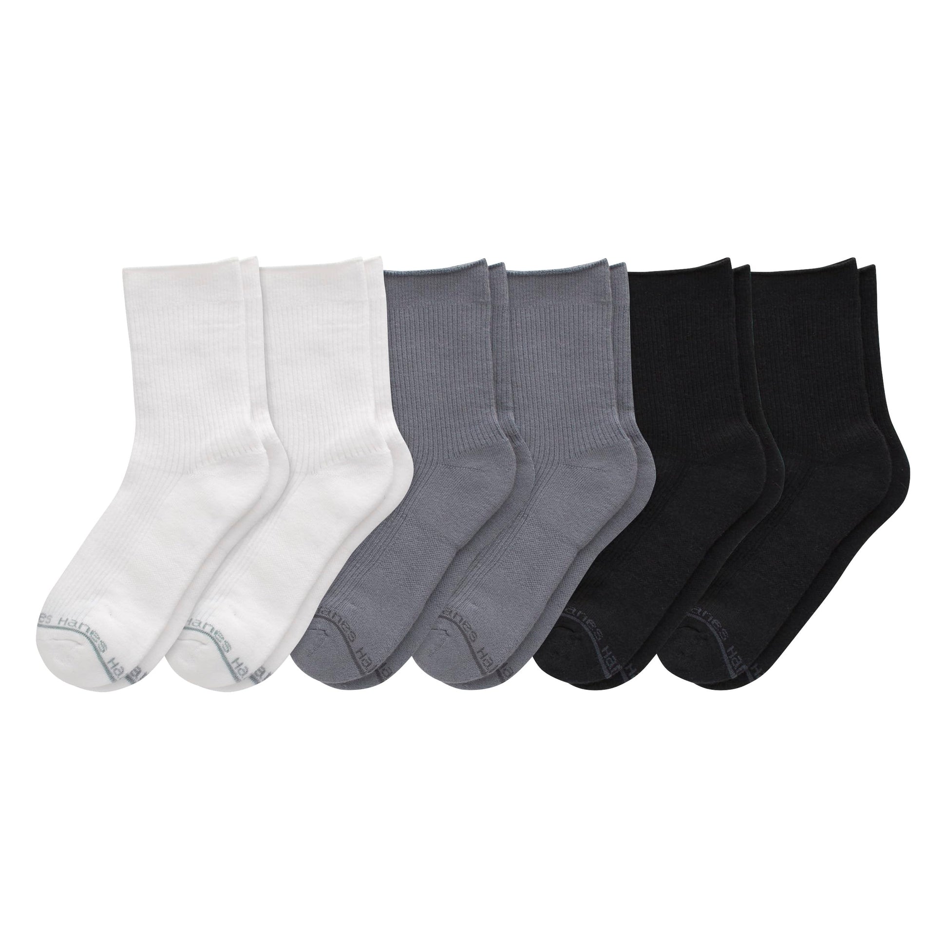 Hanes Women's Originals SuperSoft Mid Crew Socks, Half-Cushioned Socks for Women, 6-Pairs - Medaid International