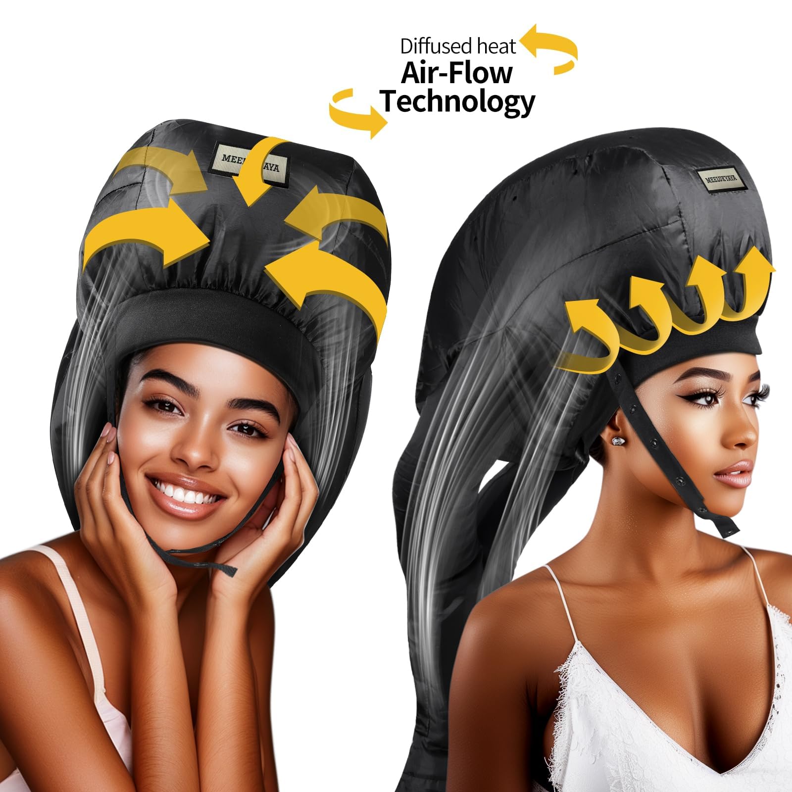 Hair Dryer Diffuser Attachment for Curly Hair,Portable Easy Use for Travel or Apartment,Curly Hair Diffuser Bonnet for Deep Conditioning at Home - Medaid International