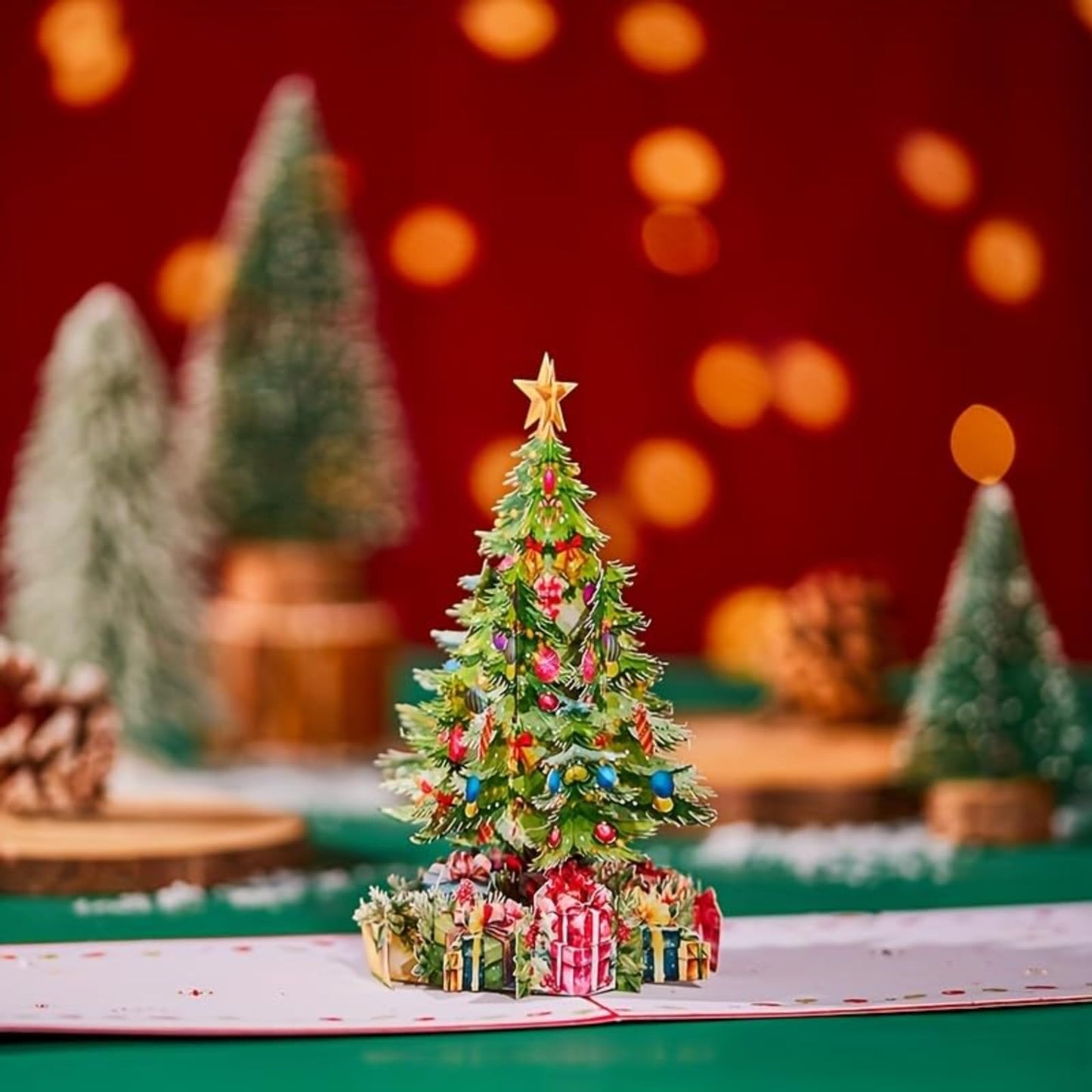 3D Christmas Tree Pop Up Card, with Detachable Keepsake Christmas Tree, Gift Includes Envelope and Removable Note Tag - Medaid International