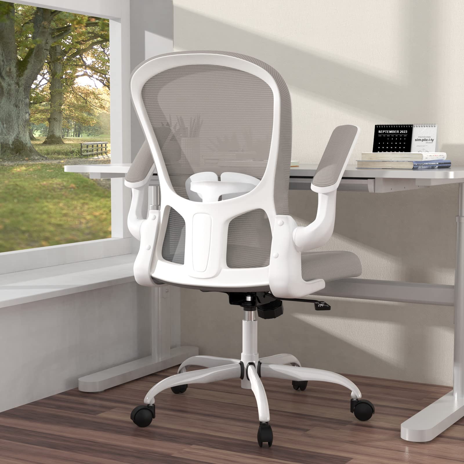 Ergonomic Office Chair, Comfort Swivel Home Office Task Chair, Breathable Mesh Desk Chair, Lumbar Support Computer Chair with Flip-up Arms and Adjustable Height - Medaid International