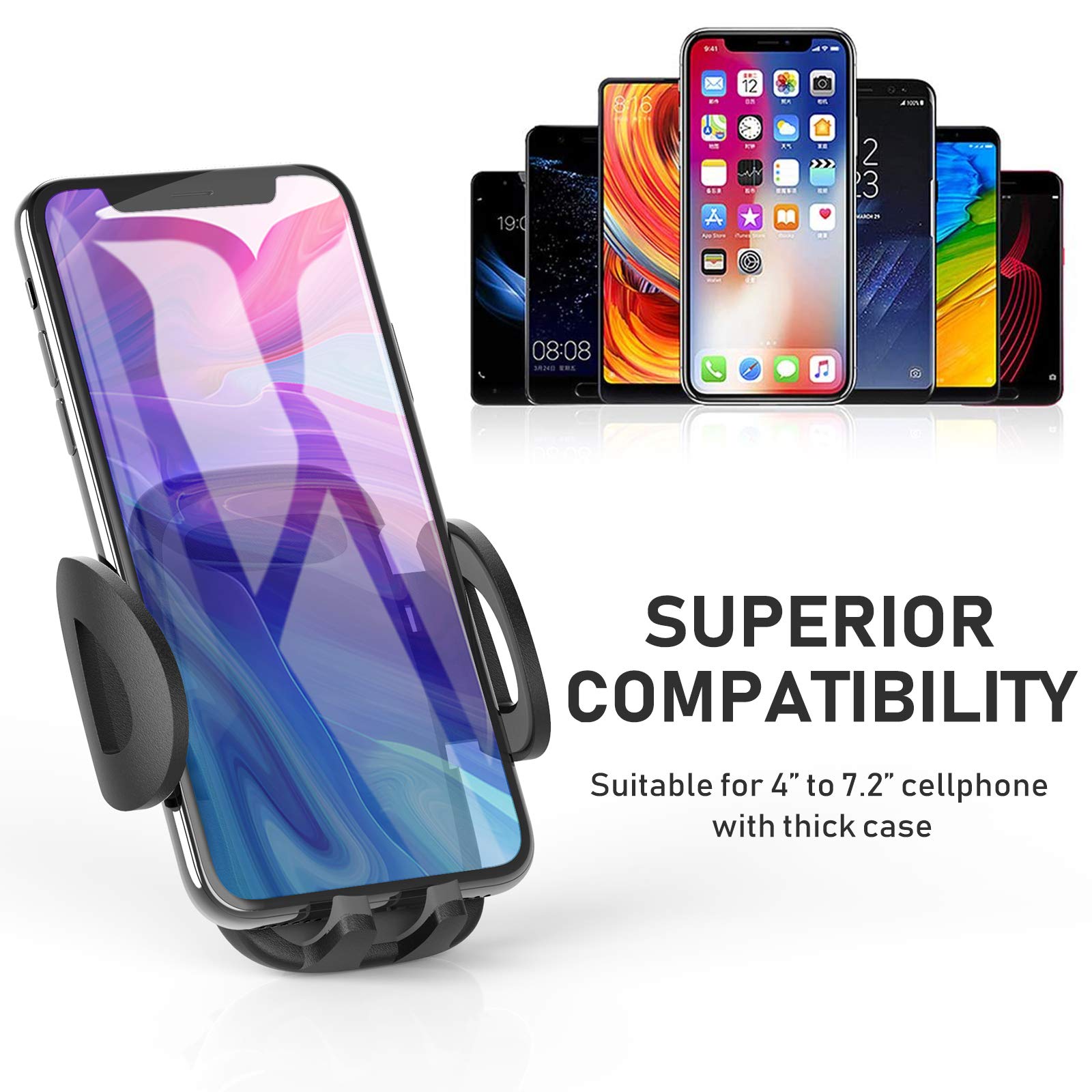 Phone Holders for Your Car, Cup Holder Phone Mount, Universal Adjustable Gooseneck Cup Holder Cradle Car Mount for iPhone 16/15/14/13/12/11/Pro Max/X/Xs/XsMax/8/8Plus,Samsung,Huawei,LG, Sony(Black) - Medaid International