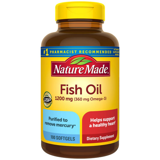 Nature Made Fish Oil Omega 3 Supplements, 1200mg Softgels, Omega 3 Fish Oil for Healthy Heart Support, 100 Softgels, 50 Day Supply - Medaid International