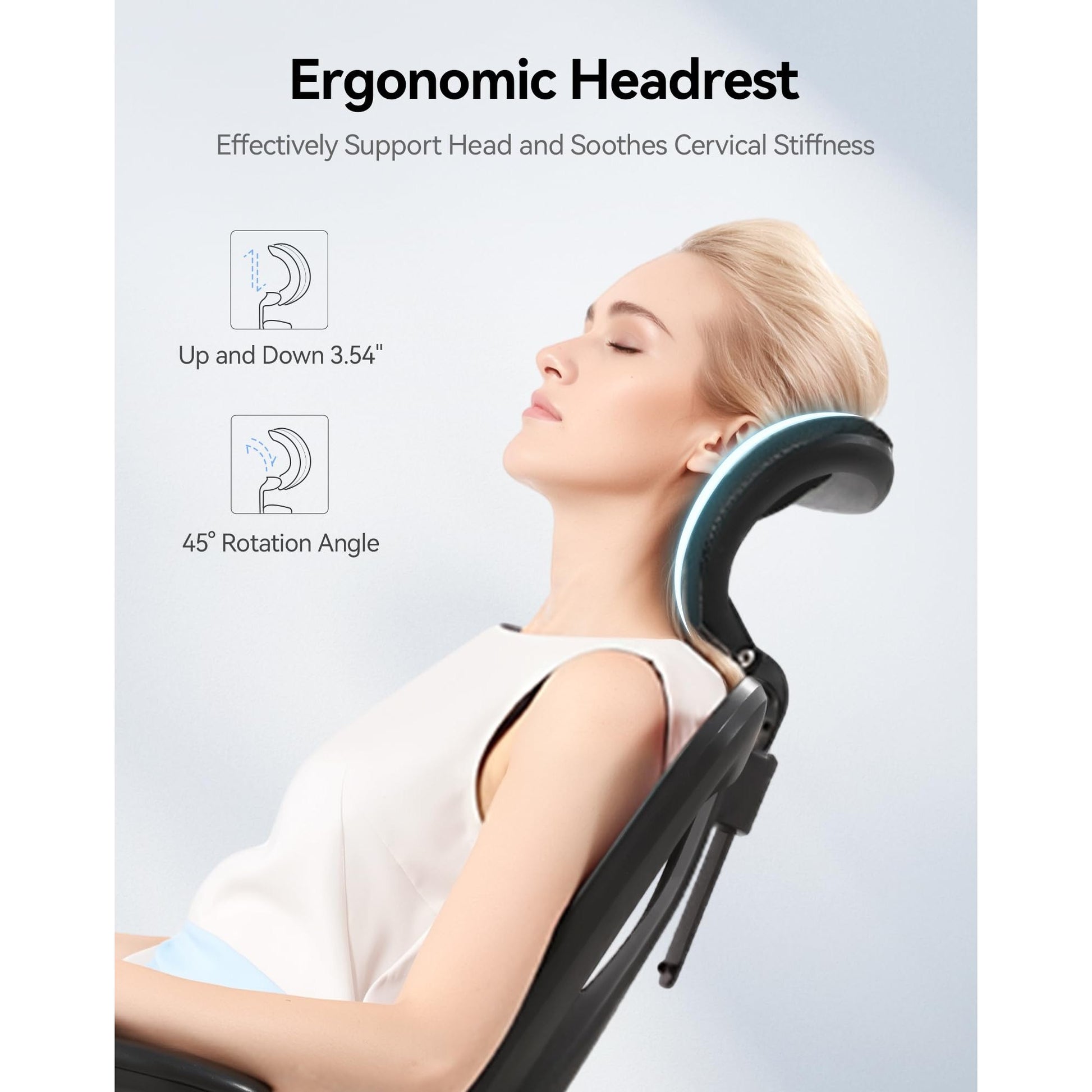 SIHOO M18 Ergonomic Office Chair for Big and Tall People Adjustable Headrest with 2D Armrest Lumbar Support and PU Wheels Swivel Tilt Function Black - Medaid International