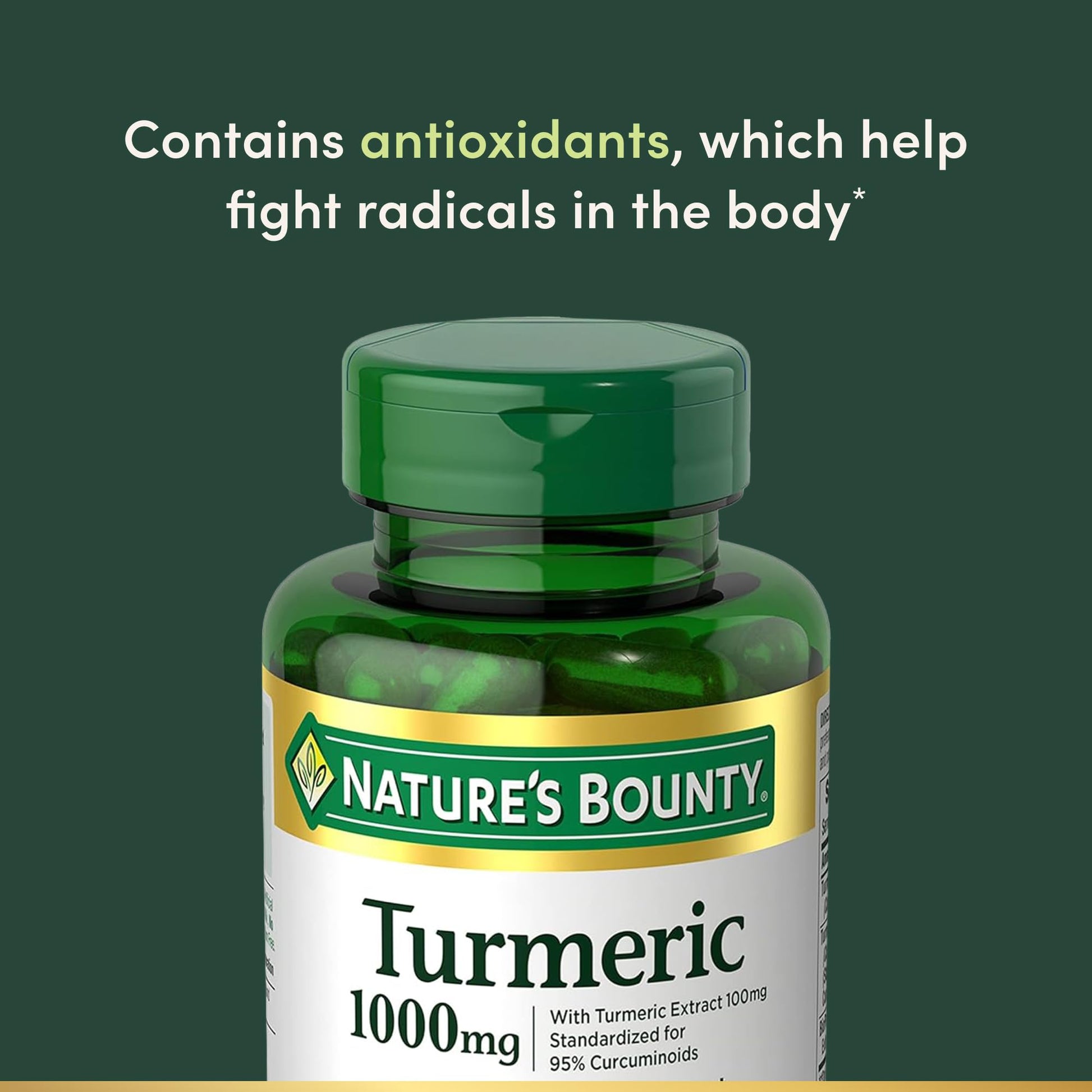 Nature's Bounty Turmeric with Black Pepper Extract, Supports Antioxidant Health, 1000mg, 60 Capsules - Medaid International