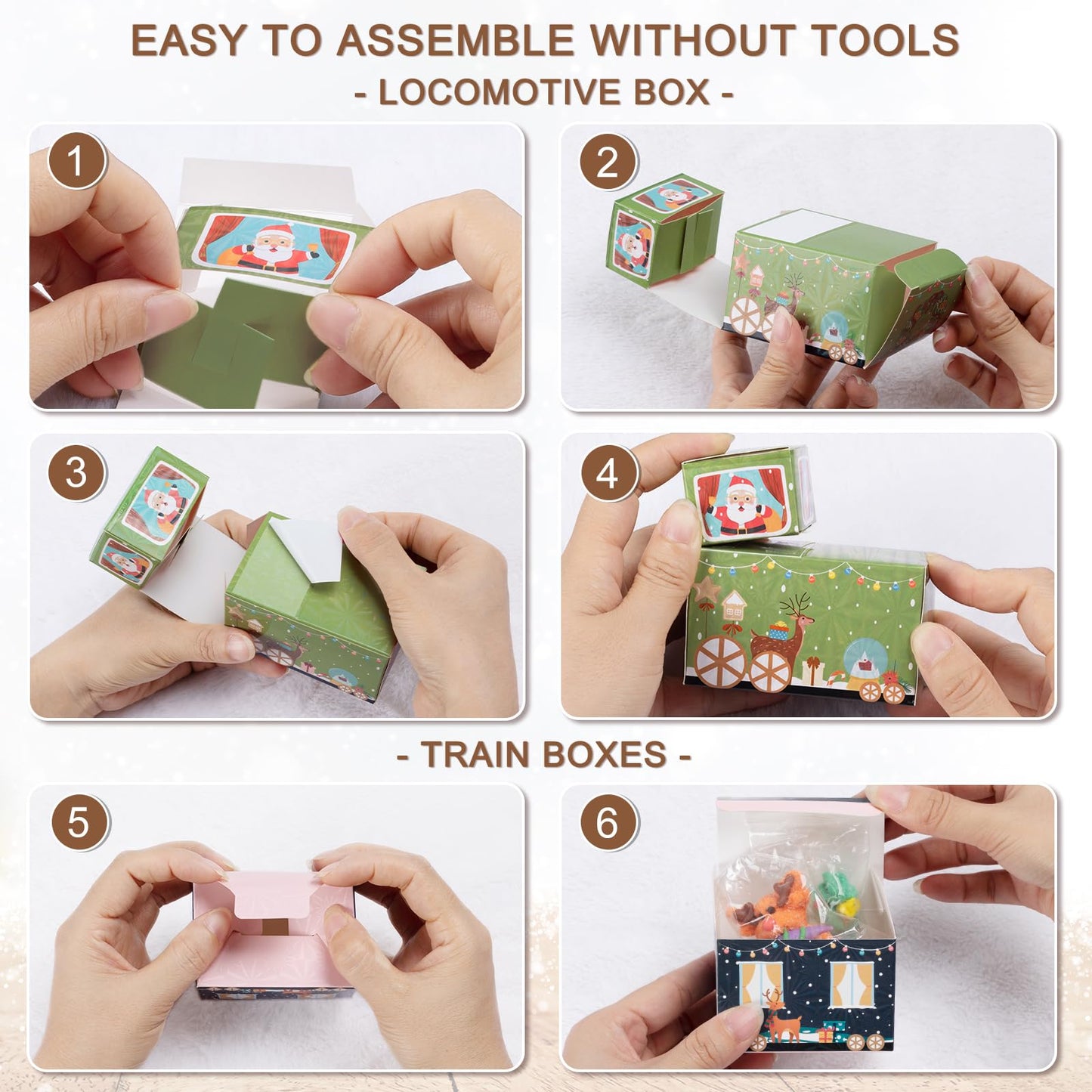 24 Empty Advent Calendar Boxes to Fill, DIY Christmas Train Advent Calendar Boxes, Personalized Advent Calendars Christmas Countdown Gift Boxes for Kids Adults, XMAS Decor - Unique Train Shaped - Medaid International
