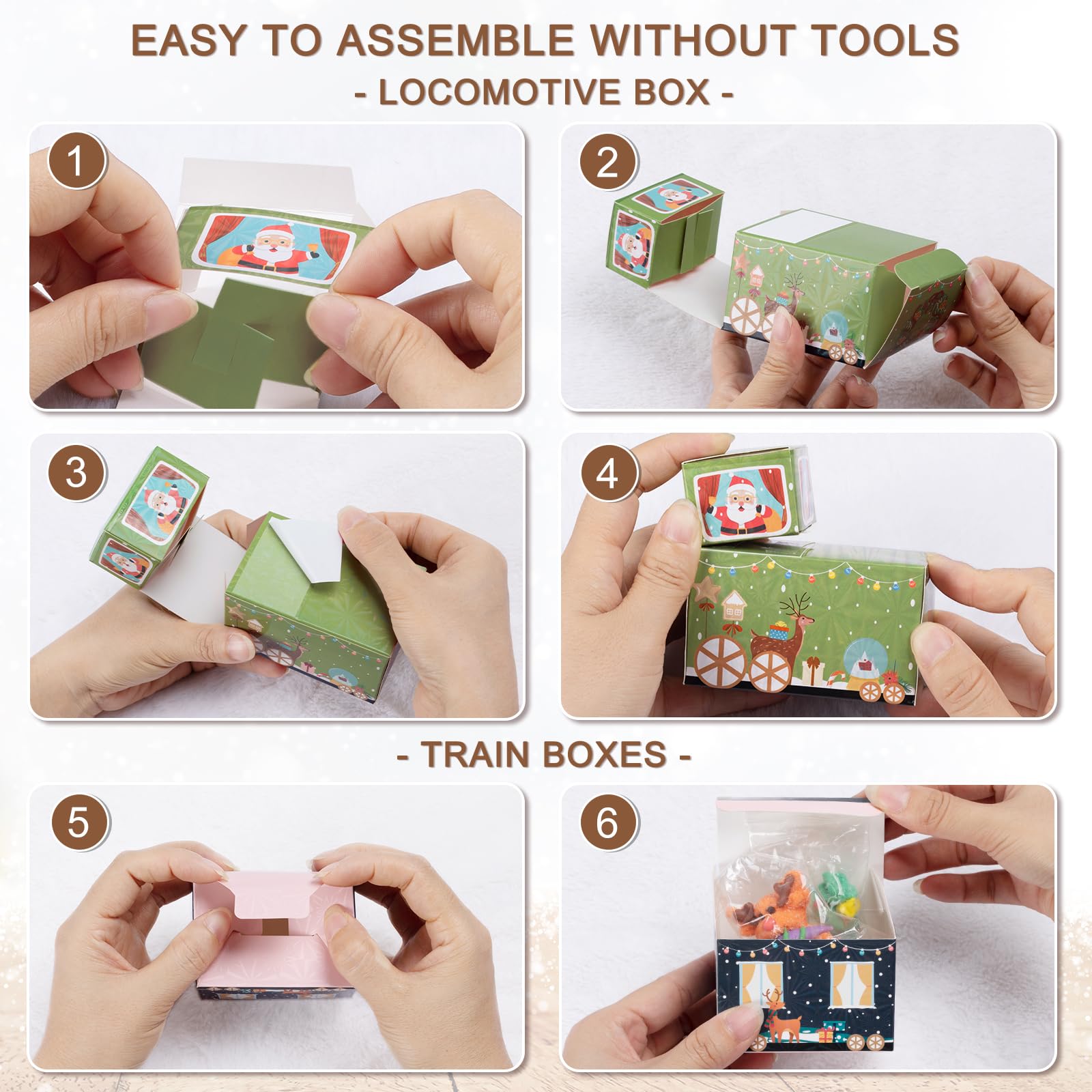 24 Empty Advent Calendar Boxes to Fill, DIY Christmas Train Advent Calendar Boxes, Personalized Advent Calendars Christmas Countdown Gift Boxes for Kids Adults, XMAS Decor - Unique Train Shaped - Medaid International