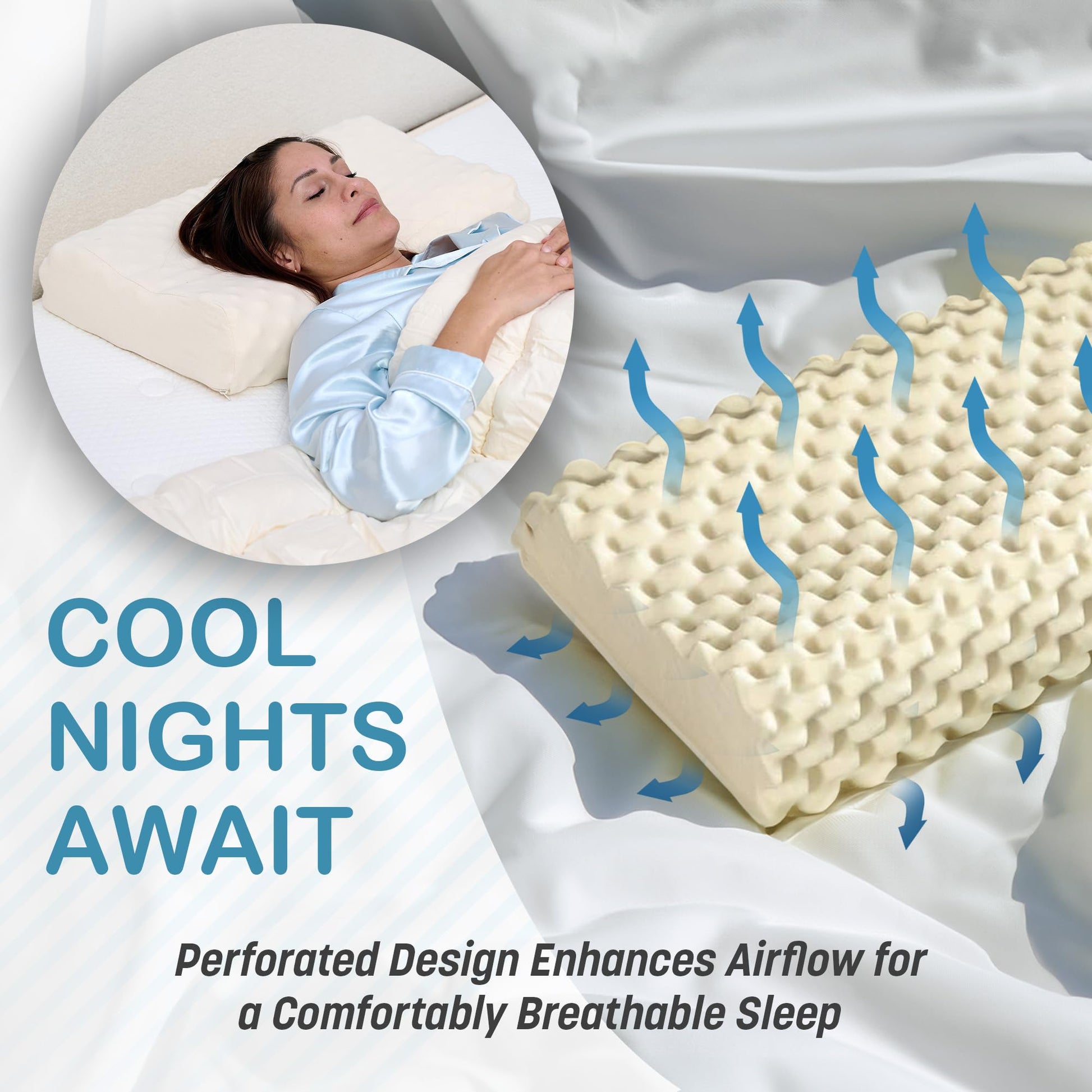 Organic Latex Convoluted Contour Pillow (Medium (55K)) - Medaid International