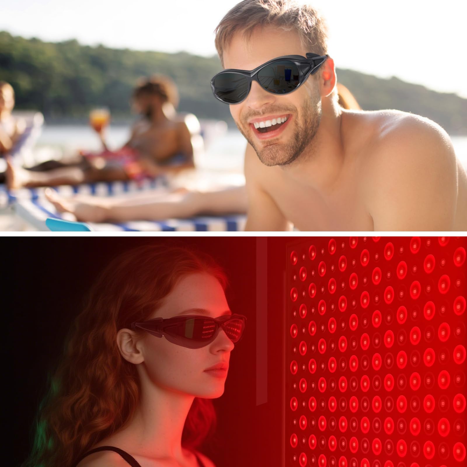 FreeMascot Red Light Therapy Glasses, Laser Safety Glasses IPL 200-2000nm, Eyes Protection for Tanning Goggles and Red Light Therapy - Medaid International