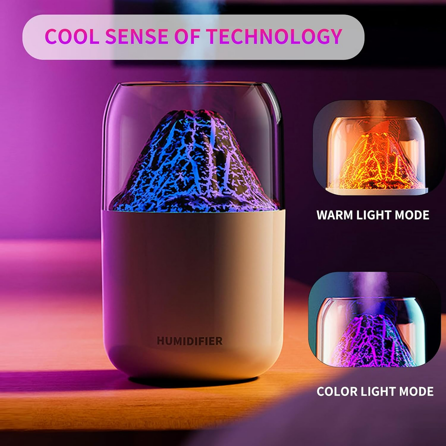 Mini Volcano Cool Mist Humidifier ‚Äì 300ml Air Moisturizer with LED - Medaid International