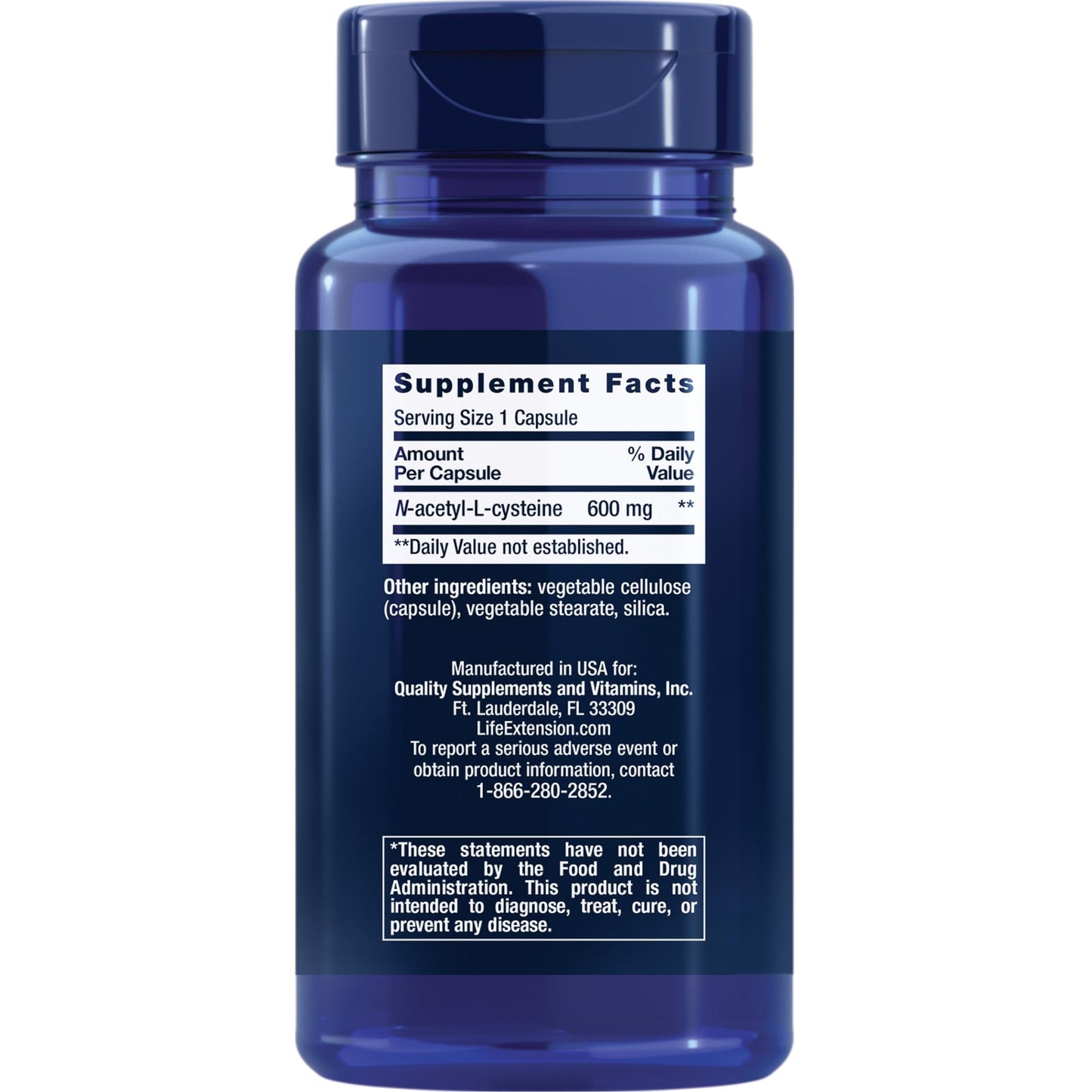 Life Extension N-Acetyl-L-Cysteine (NAC), Immune Response, Respiratory Health, Liver Health, NAC 600 mg, antioxidant Defense, Free radicals, Easy to Absorb, 60 Capsules - Medaid International