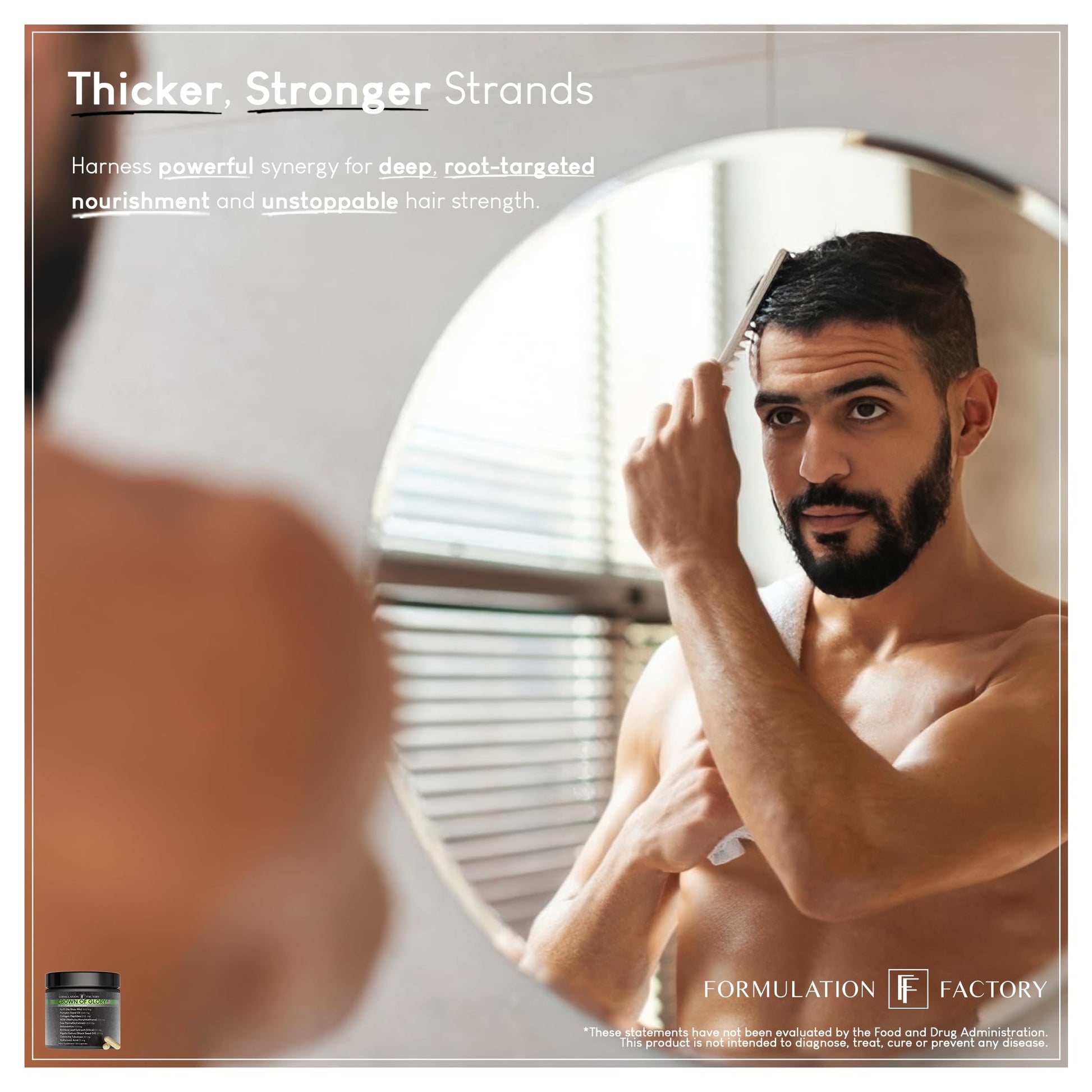 Formulation Factory Crown of Glory 10-in-1 Hair Growth Maximizer, DHT Blocker with Saw Palmetto, Fo-Ti, Collagen, Supports Thicker Hair & Scalp Health (2 Month Supply, 120 Capsules) - Medaid International