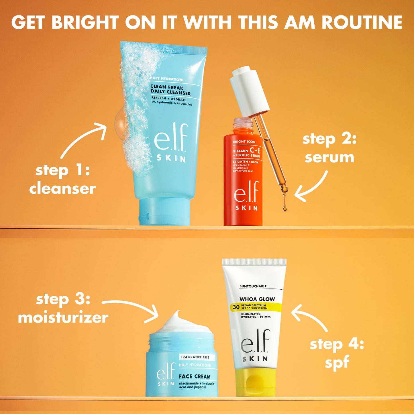 e.l.f. SKIN Bright Icon Vitamin C + E + Ferulic Serum Mini, Brightening & Soothing Face Serum, Helps Even Skin Tone, Vegan & Cruelty-Free, 0.5 fl oz - Medaid International