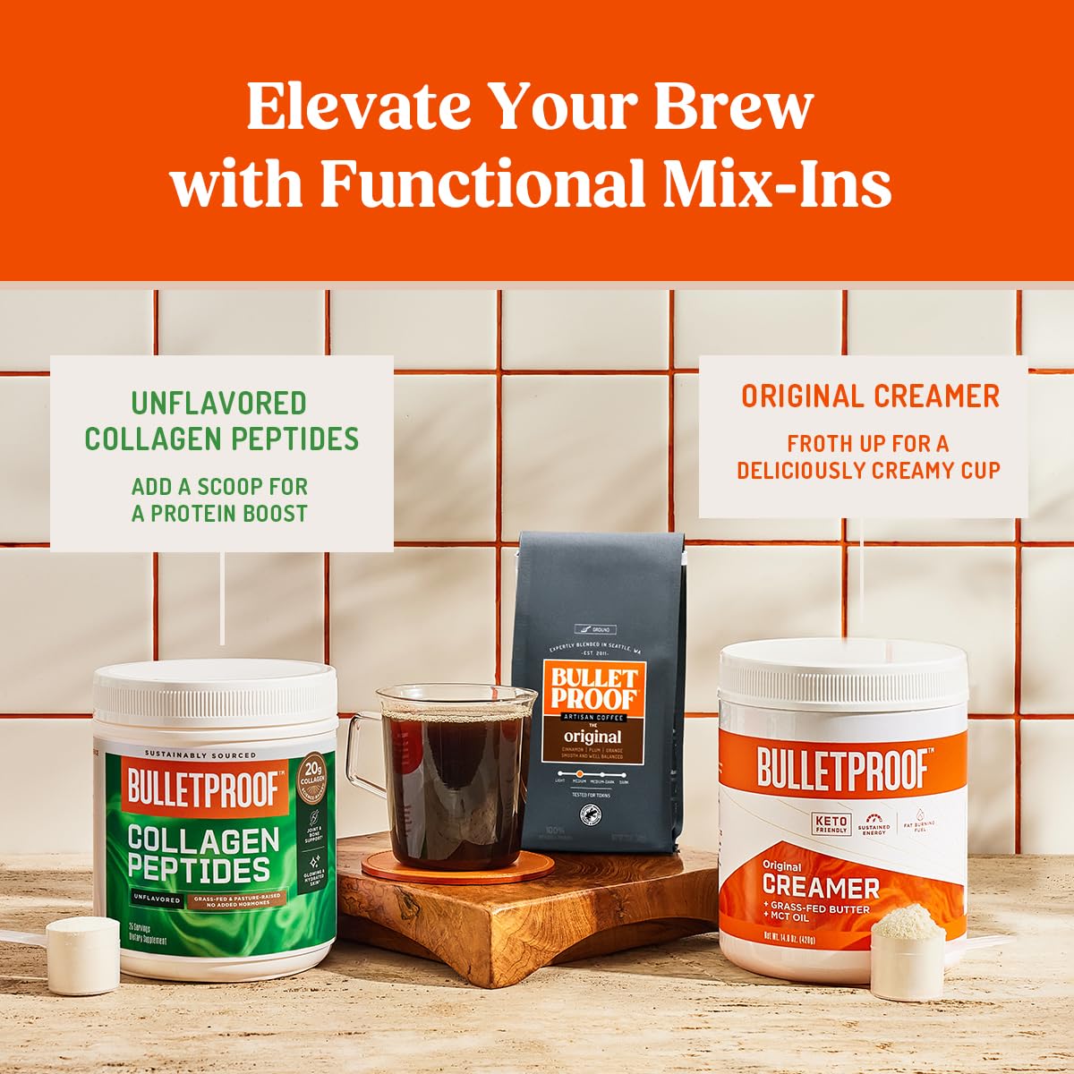 Bulletproof Original Medium Roast Whole Bean Coffee, 12 Ounces (Pack of 3), Clean Coffee Tested for Toxins, Packaging May Vary