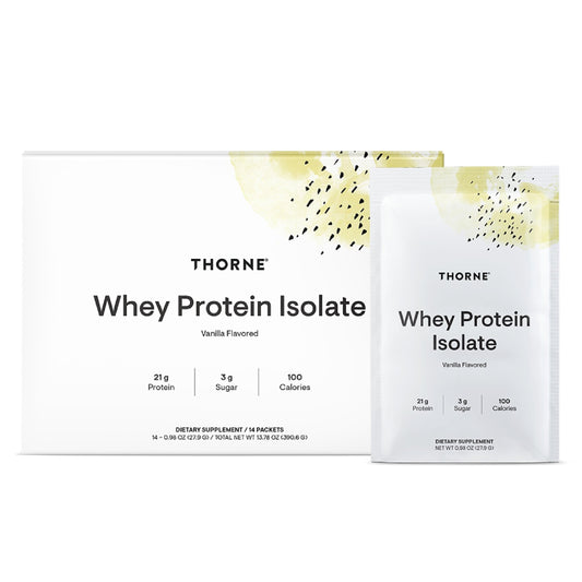 THORNE - Whey Protein Isolate - 21 Grams of Easy-to-Digest Whey Protein Powder - NSF Certified for Sport - Vanilla - 13.79 Ounces - 14 Packets - Medaid International
