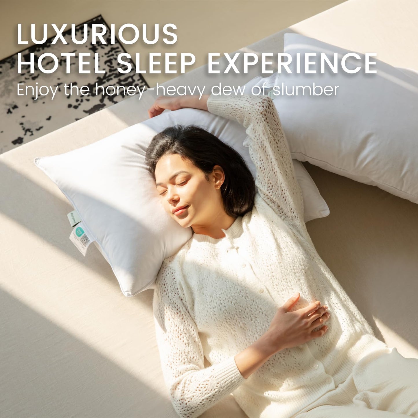 Alanzimo Goose Feathers Down Pillows Standard/Queen Size Set of 2, Luxury Soft Feather Down Pillow for Sleeping, 100% Cotton Cover Hotel Collection Bed Pillows for Back,Stomach or Side Sleepers 20x28 - Medaid International