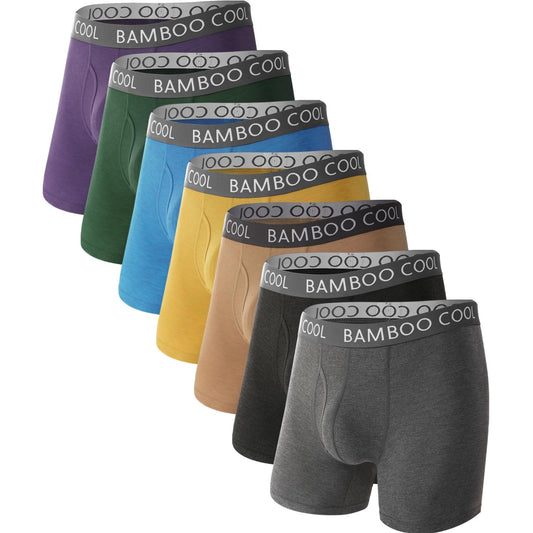 BAMBOO COOL Men's Ultra ComfortSoft Underwear, Moisture Wicking & Breathable No Ride Up Boxer Briefs with Fly, Multipack - Medaid International