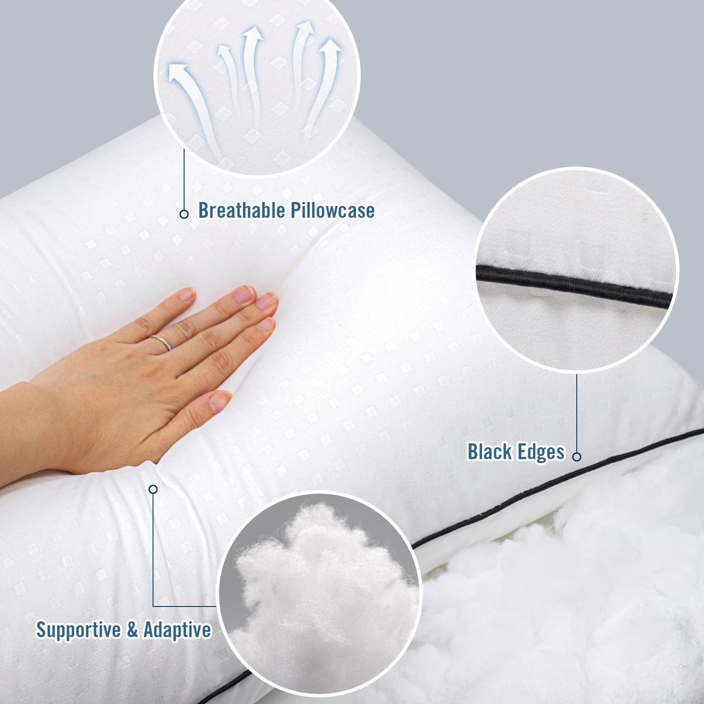 Higoom Standard Size Bed Pillows for Sleeping 4 Pack,Luxury Hotel Pillows,Comfortable and Supportive,Machine Washable,Suitable for Stomach,Back and Side Sleepers. - Medaid International