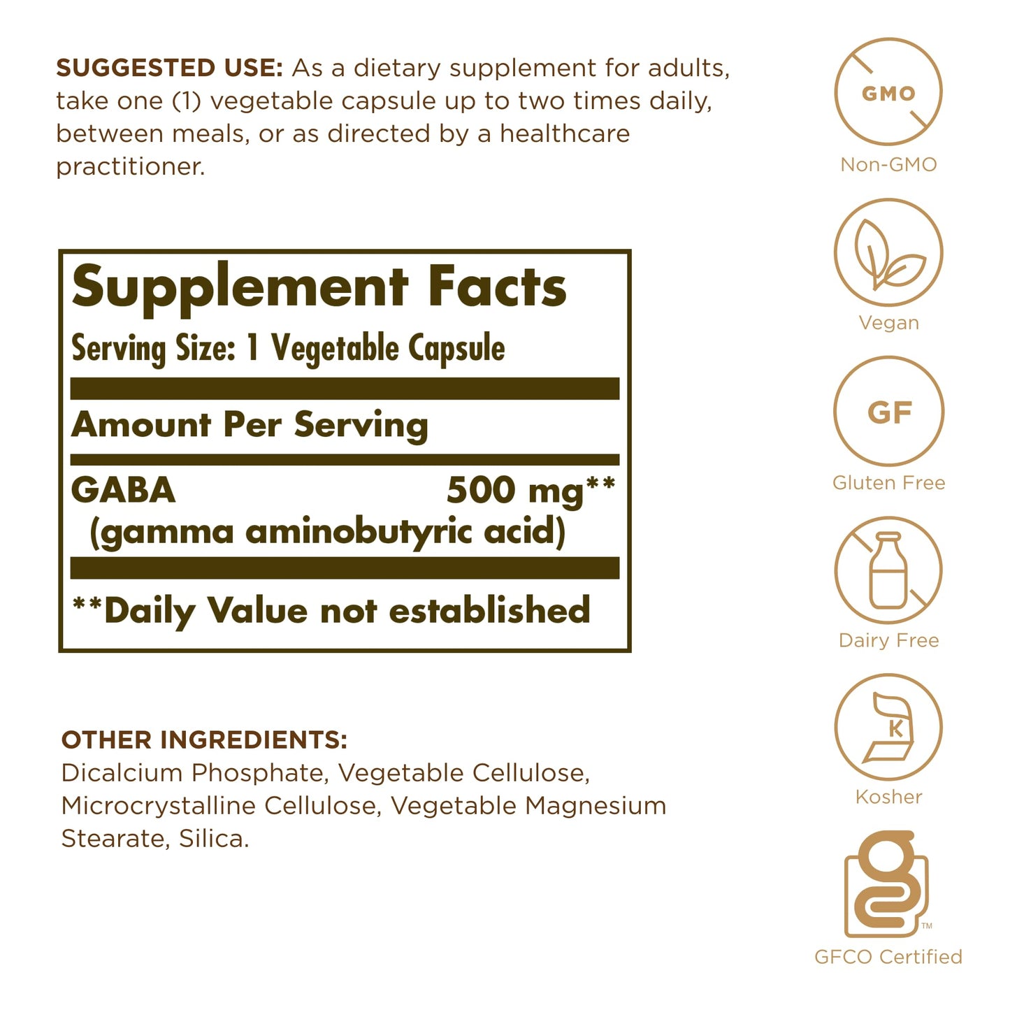 Solgar GABA 500 mg, 50 Vegetable Capsules - Relaxation & Nervous System Support - Amino Acid - Non-GMO, Vegan, Gluten Free, Dairy Free, Kosher - 50 Servings - Medaid International