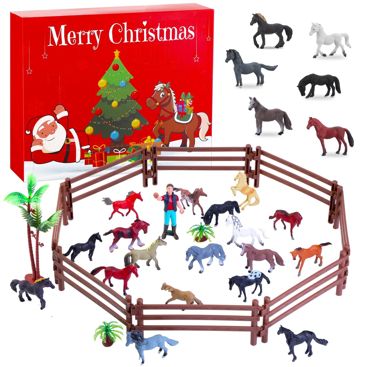 Youyole 24 Days Horse Christmas Advent Calendar 2025 Equestrian Enthusiast Christmas Countdown Calendar Xmas Farm Animal Set with 18 Horse Figures and Accessories for Holiday Stocking Stuffers Gifts - Medaid International