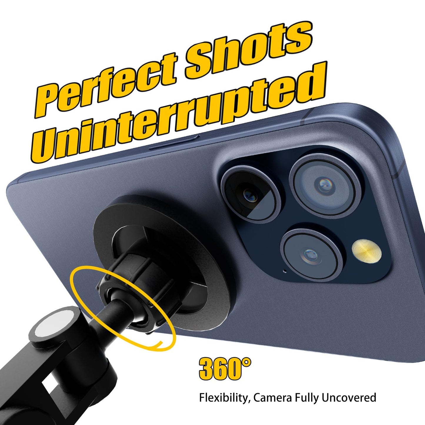 Magnetic Overhead Phone Stand for Desk - 360° Swivel & Tilt with MagSafe Compatible Holder, Cell Phone Stand Magnet Quick Mount for Recording, Cooking, Painting, Zoom Meetings, TikTok Live & Gaming - Medaid International