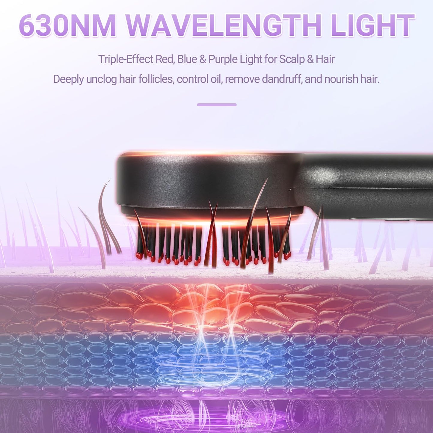 Electric Scalp Massager, 3-in-1 Hair Oil Applicator & IPX7 Waterproof Scalp Brush, Cordless, Portable Head Massager for Home & Travel, Red - Medaid International