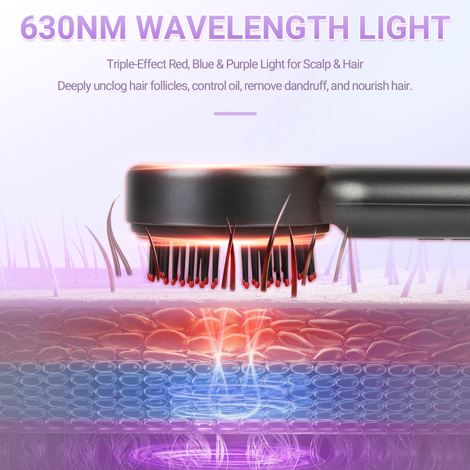 Electric Scalp Massager, 3-in-1 Hair Oil Applicator & IPX7 Waterproof Scalp Brush, Cordless, Portable Head Massager for Home & Travel, Red - Medaid International