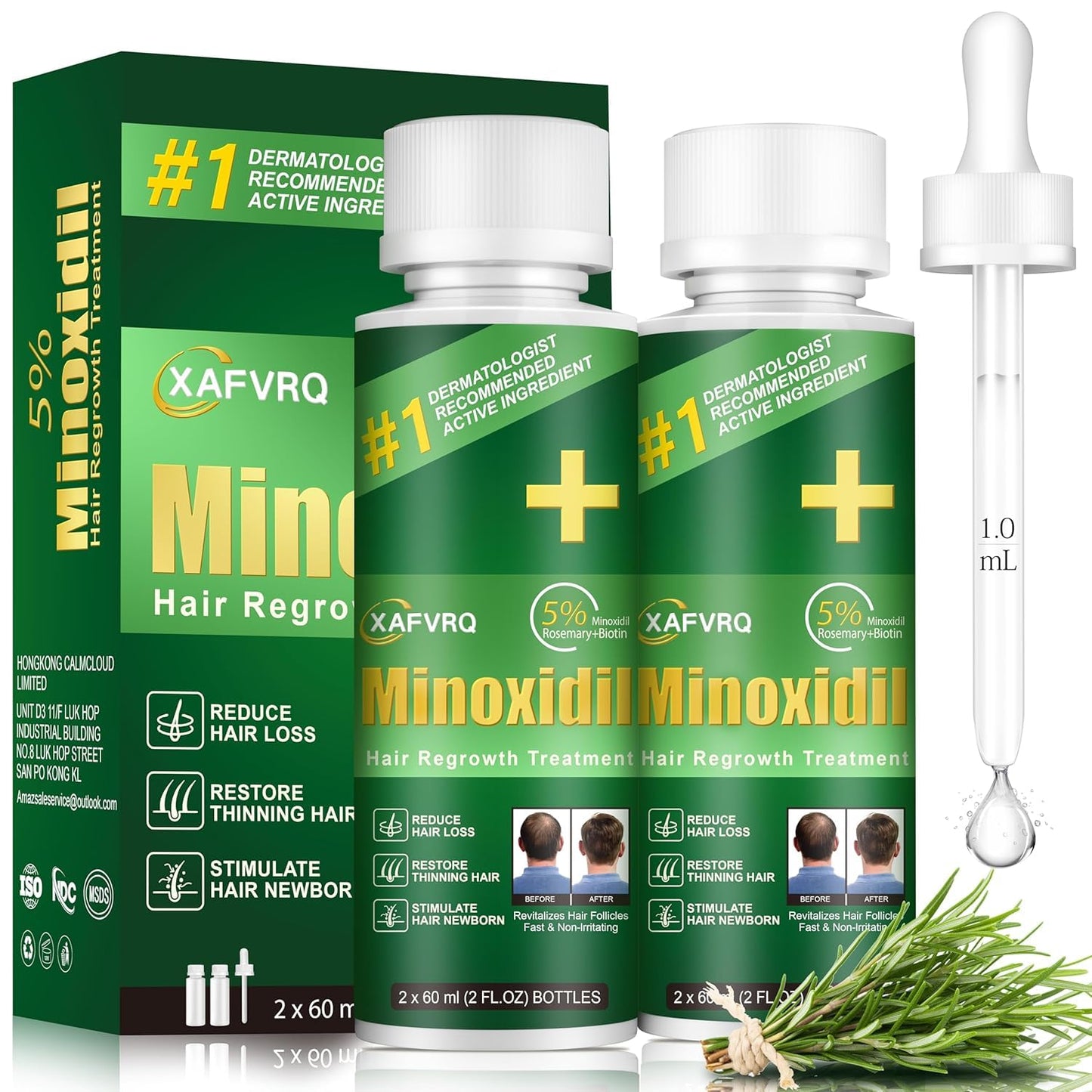 5% Minoxidil for Men, 2PCS Minoxidil for Women Hair Growth Products, Extra Strength Minoxidil Topical Hair Loss Regrowth Treatment Serum with Rosemary & Biotin, Upgraded formula light & Non-Greasy - Medaid International