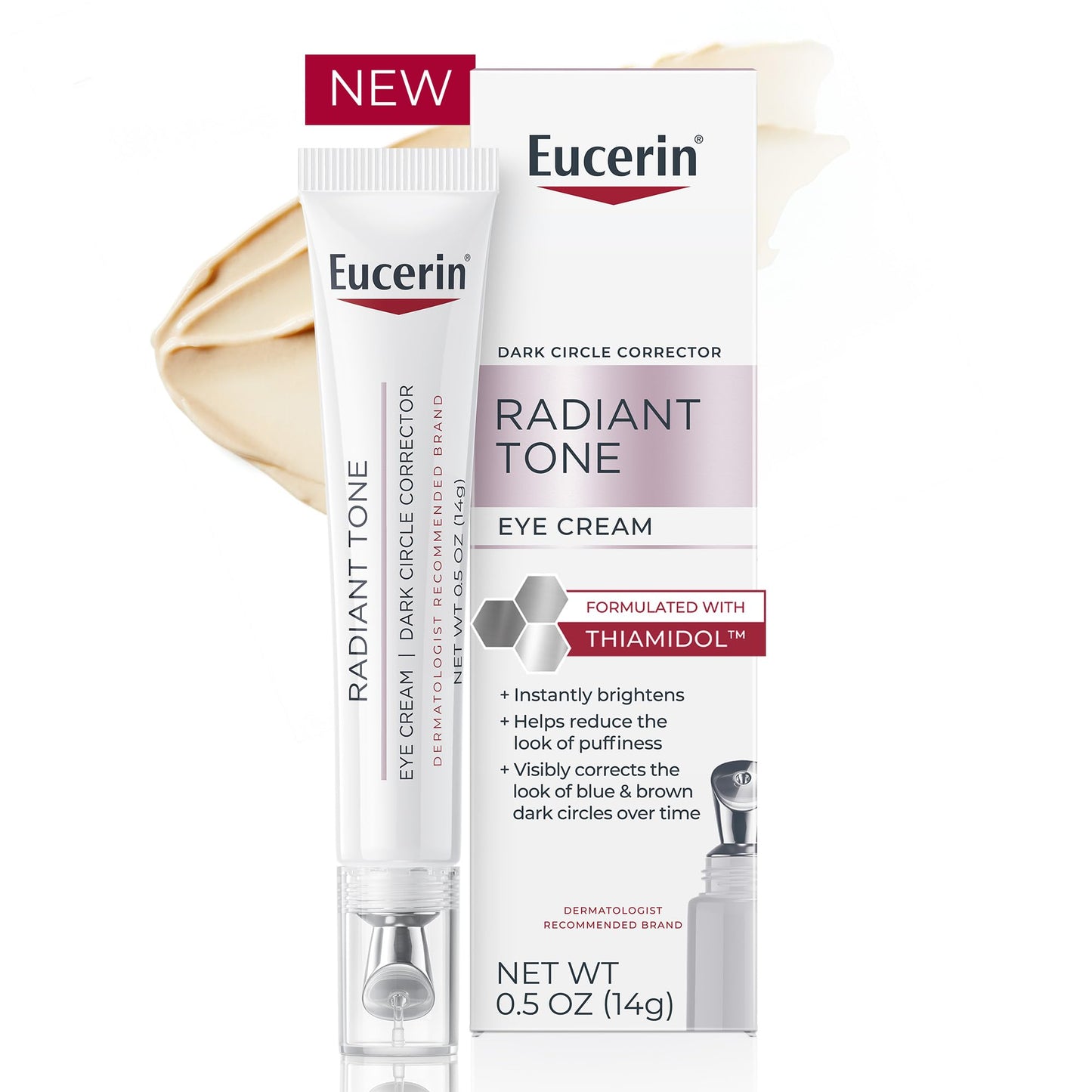 Eucerin Radiant Tone Eye Cream Dark Circle Corrector, Eye Brightening Cream with Thiamidol and Hyaluronic Acid, Helps Reduce the Look of Eye Puffiness, 0.5 Oz Tube - Medaid International