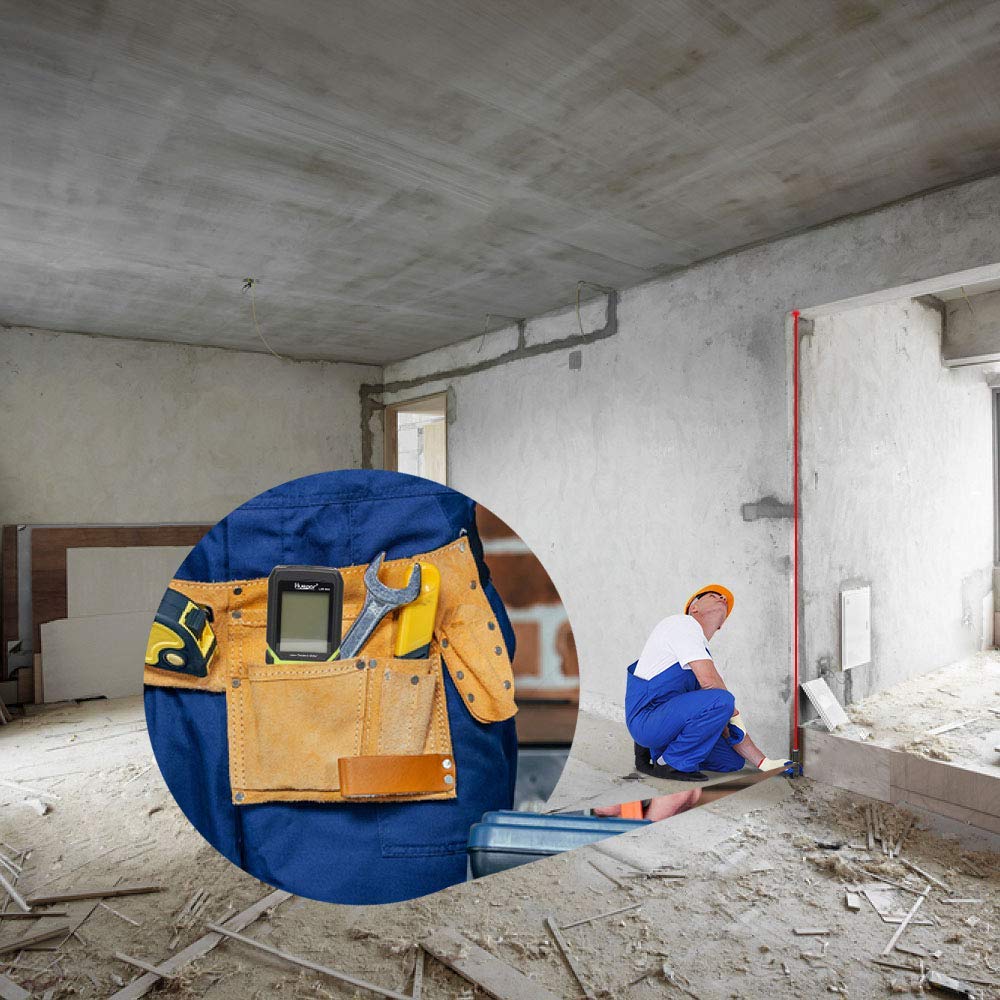 Huepar Laser Distance Meter 393Ft with Li-ion Battery & Electric Angle Sensor, Backlit LCD Laser Measure M/in/Ft with High Accuracy Multi-Measurement Modes, Pythagorean, Distance, Area&Volume - Medaid International