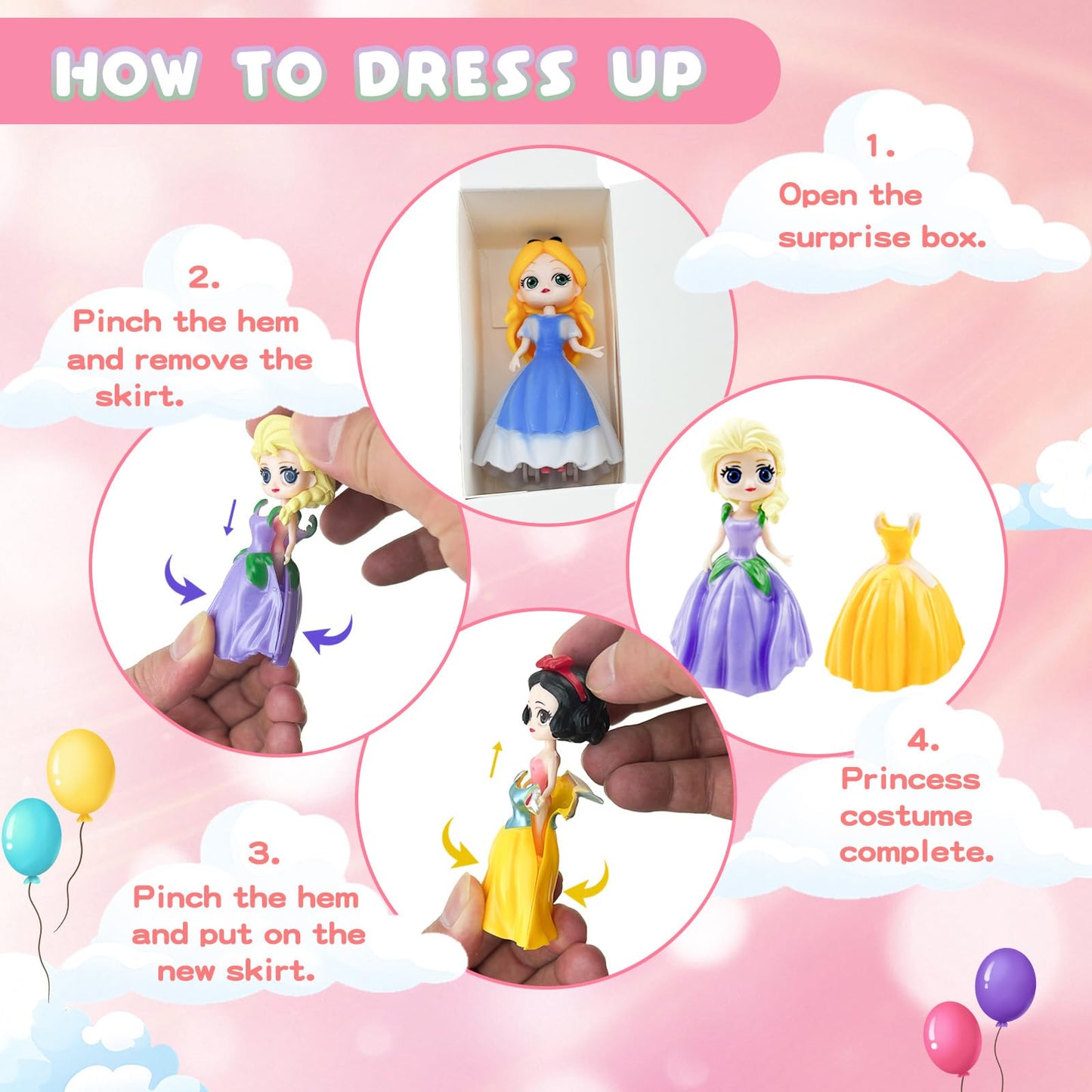 Princess Advent Calendar for Girls 24 Days Christmas Countdown Calendars Princess Transformable Skirt and Clothes Fun Xmas Gifts - Medaid International