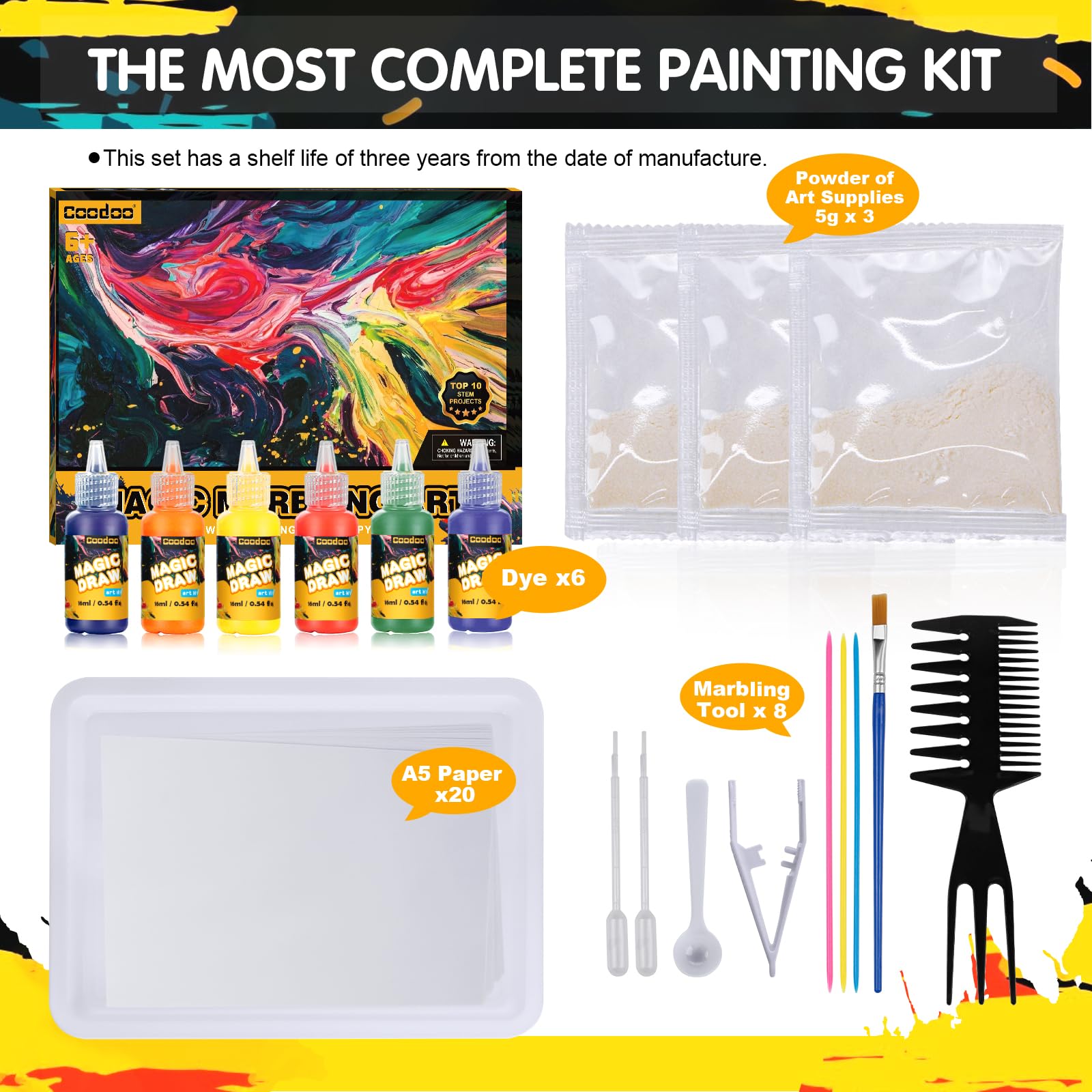 Water Marbling Paint for Kids - Arts and Crafts for Girls & Boys Crafts Kits Ideal Gifts for Kids Age 6-8 8-12 - Medaid International