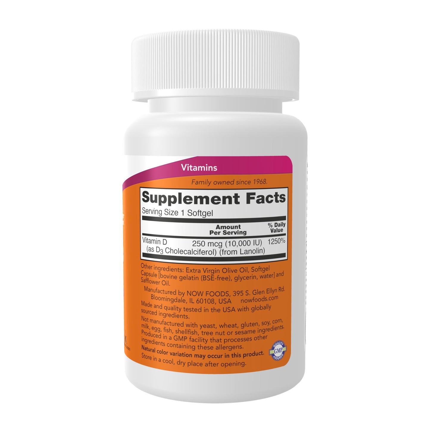 NOW Foods Supplements, Vitamin D-3 10,000 IU Softgels, Vitamin D, Joint Support, 240 Softgels - Medaid International