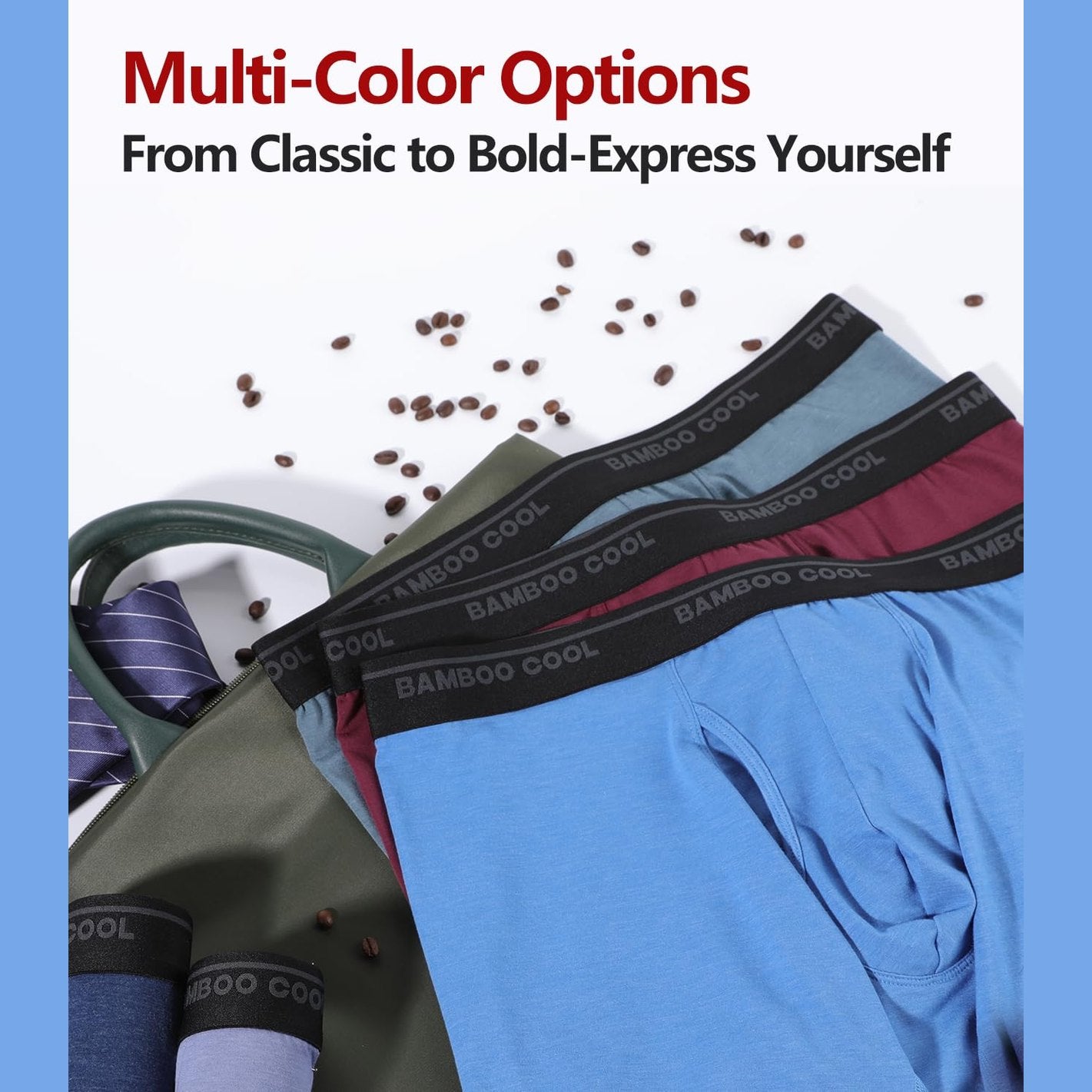 BAMBOO COOL Men's Underwear Boxer Briefs Ultra Breathable Stretch No Riding Up with Fly Multipack - Medaid International
