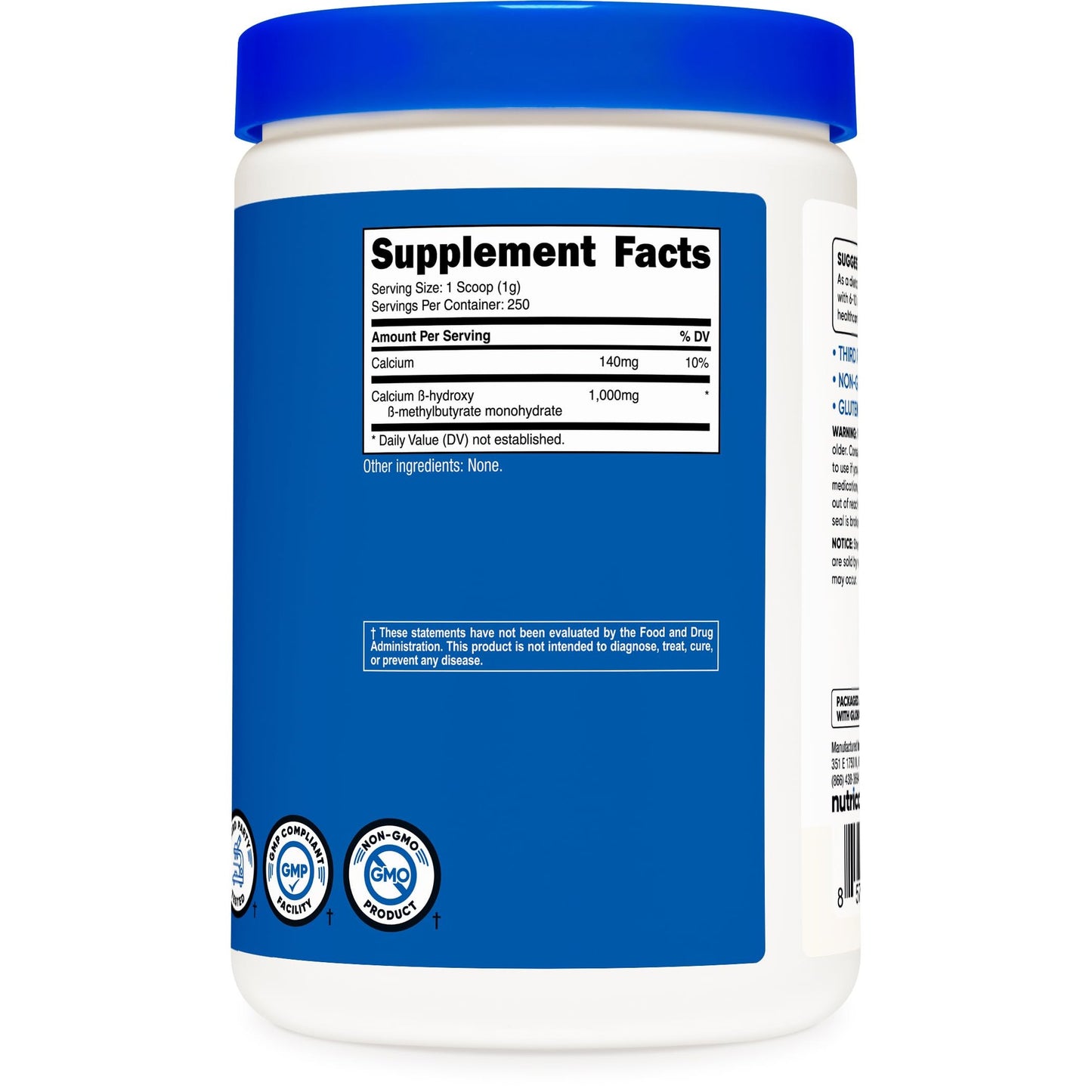 Nutricost HMB Powder (Beta-Hydroxy Beta-Methylbutyrate) 250 Grams - Gluten Free & Non-GMO - Medaid International