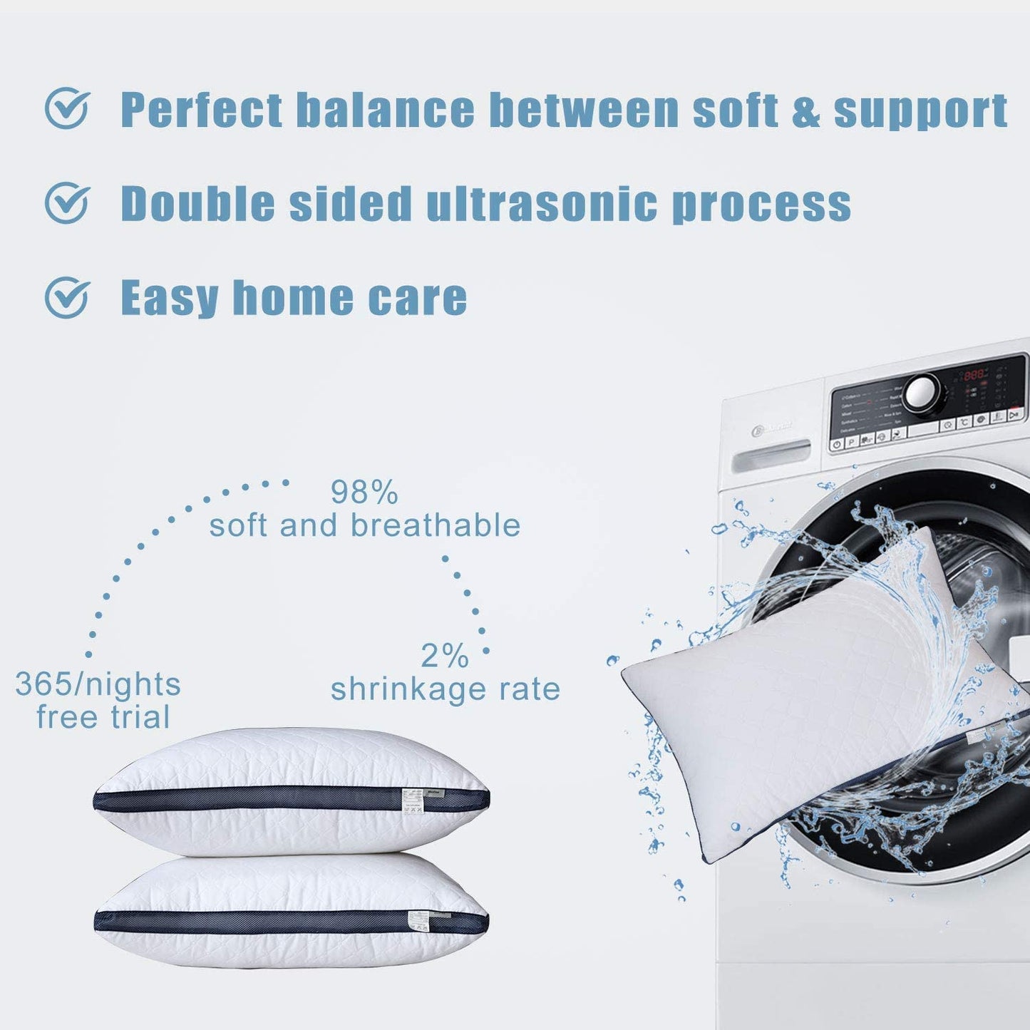 Meoflaw Pillows for Sleeping (2-Pack), Luxury Hotel Pillows Queen Size Set of 2,Bed Pillows for Side and Back Sleeper (Queen) - Medaid International