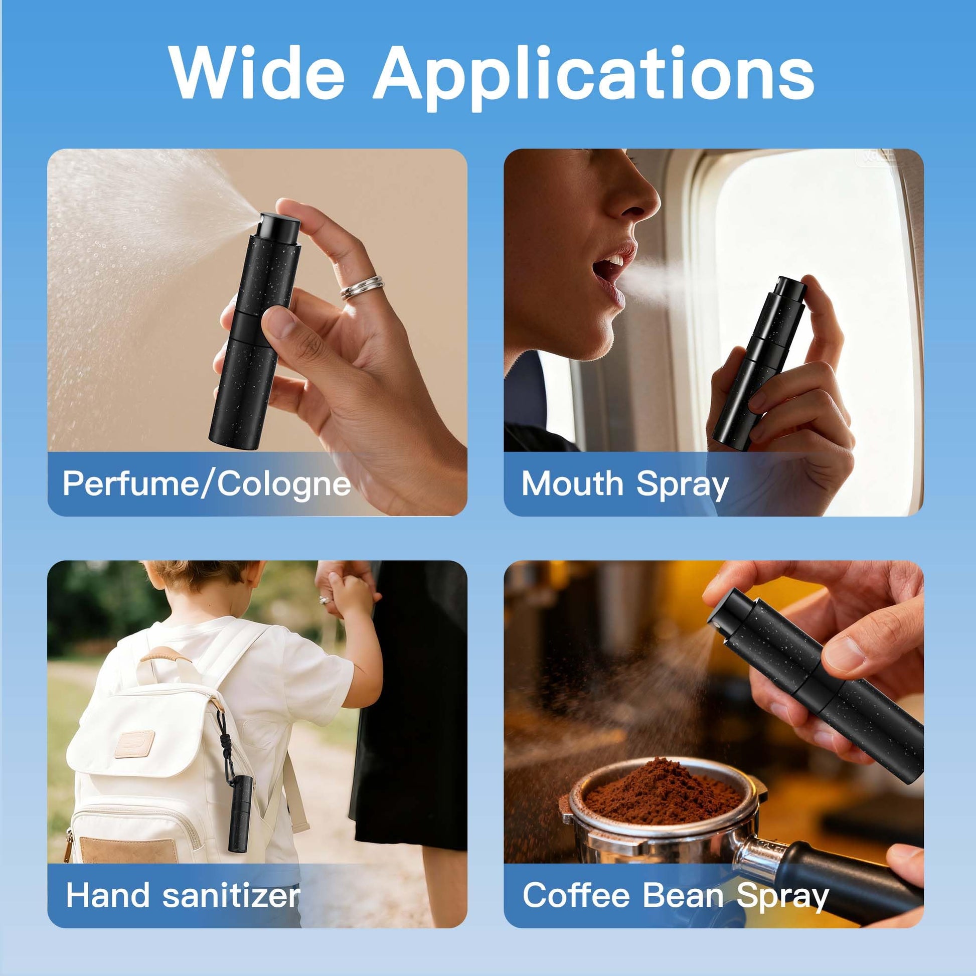 Lulupack Travel Perfume Bottle Refillable - Keychain Cologne Spray Atomizer Mini - Small Travel Size Sprayer Empty Refill Sample Container - Portable Fragrance Decant Dispenser for Men 8ml Black - Medaid International