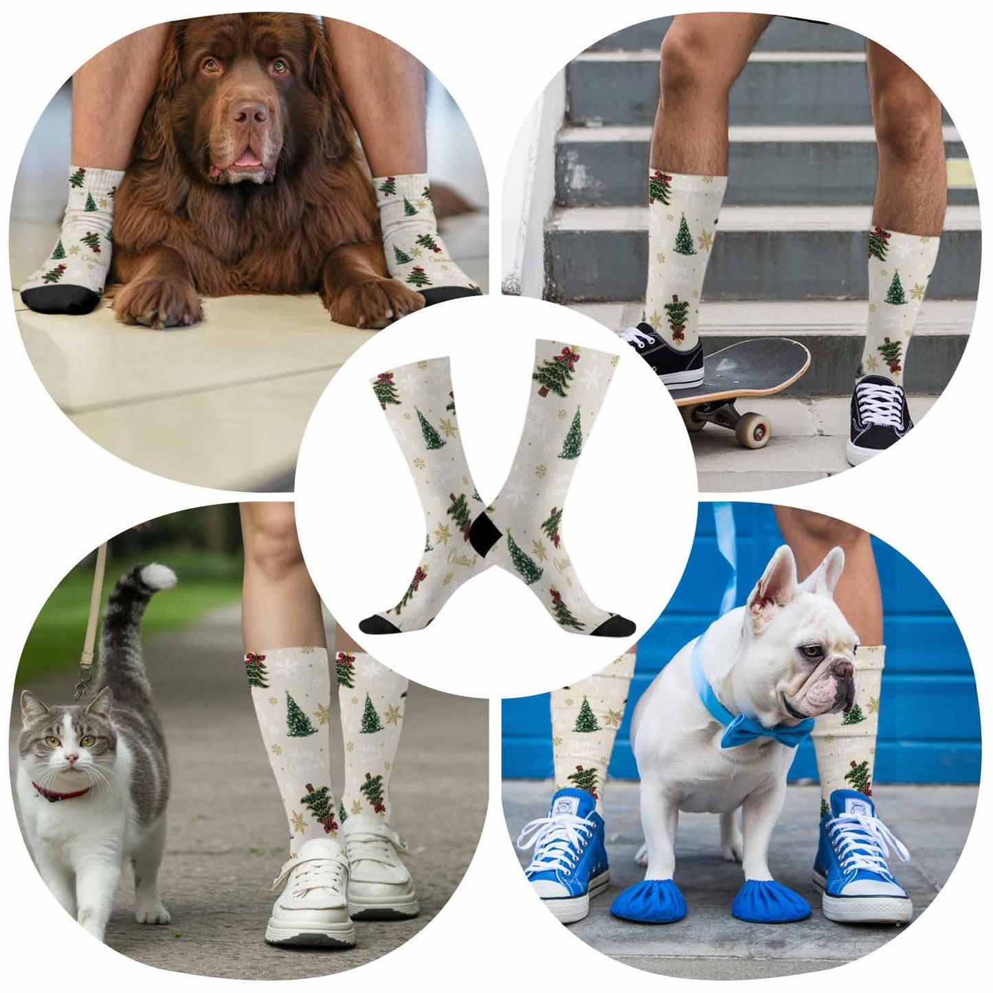 Men's Crew Socks Merry Christmas Pine Tree Star Athletic Socks Breathable Running Sock, Cushioned Ankle Sock for Men 1 Pack - Medaid International