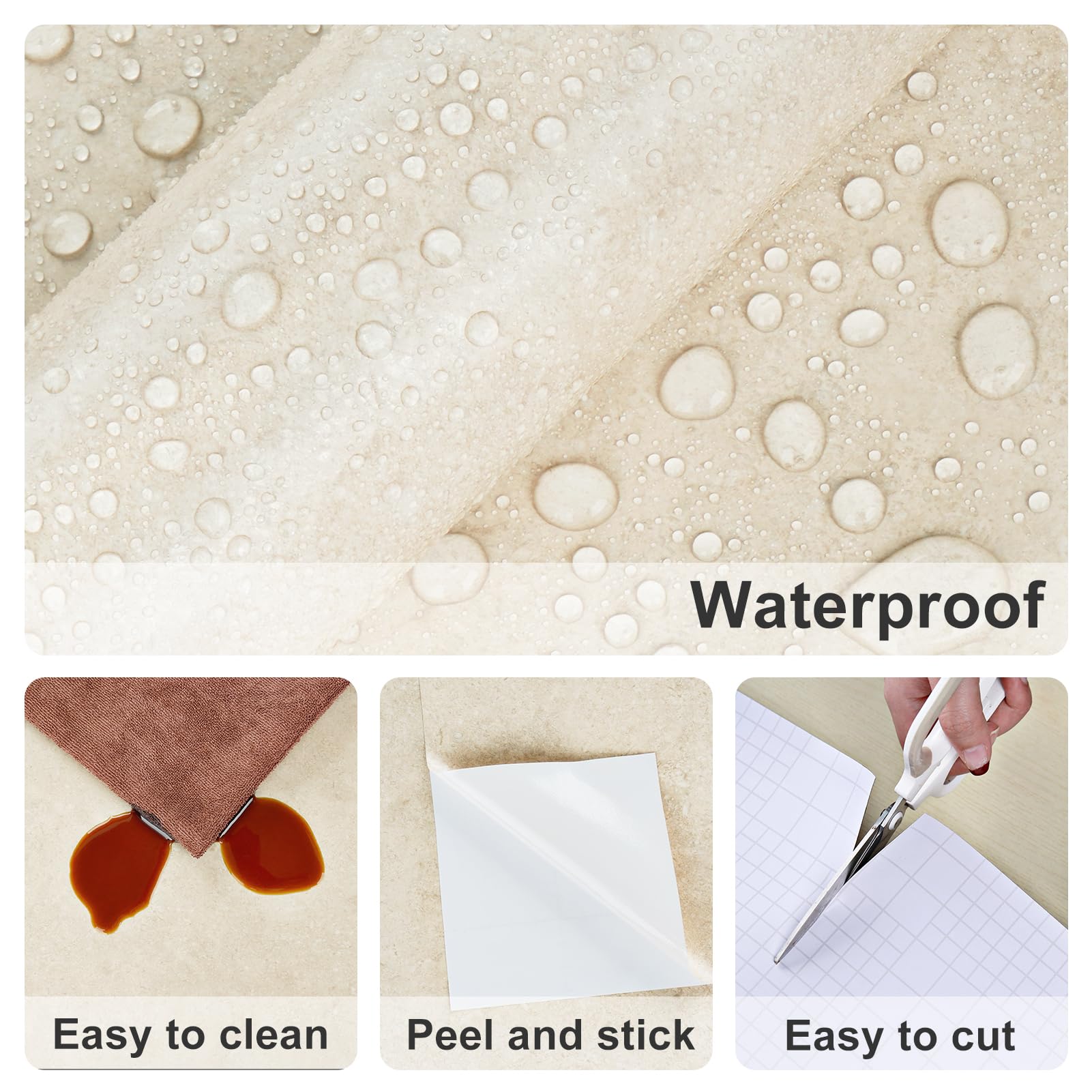 Wallderful Matte Beige Granite Wallpaper Peel and Stick Countertops Marble Contact Paper for Kitchen Bathroom Waterproof Self Adhesive Granite Vinyl Countertop Covers Backsplash Walls Film 15.75"x78" - Medaid International